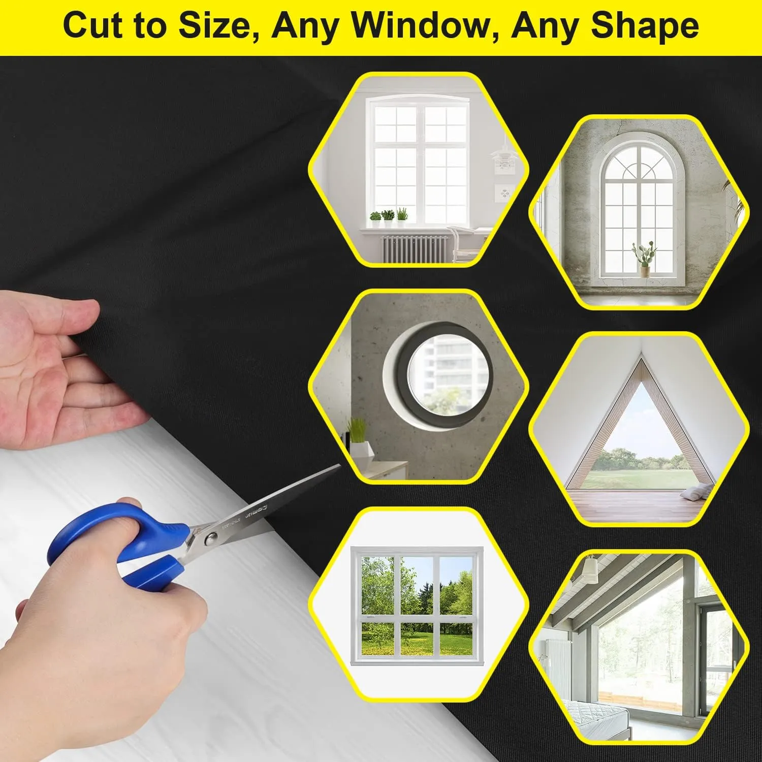 100% Blackout Curtains for Bedroom 118" x 57" Portable Blackout Shades Film No Drilling Travel Blackout Blinds Sun Light Blocker Window Cover Black Out Curtains for Nursery Dorm Room, 2 Pack