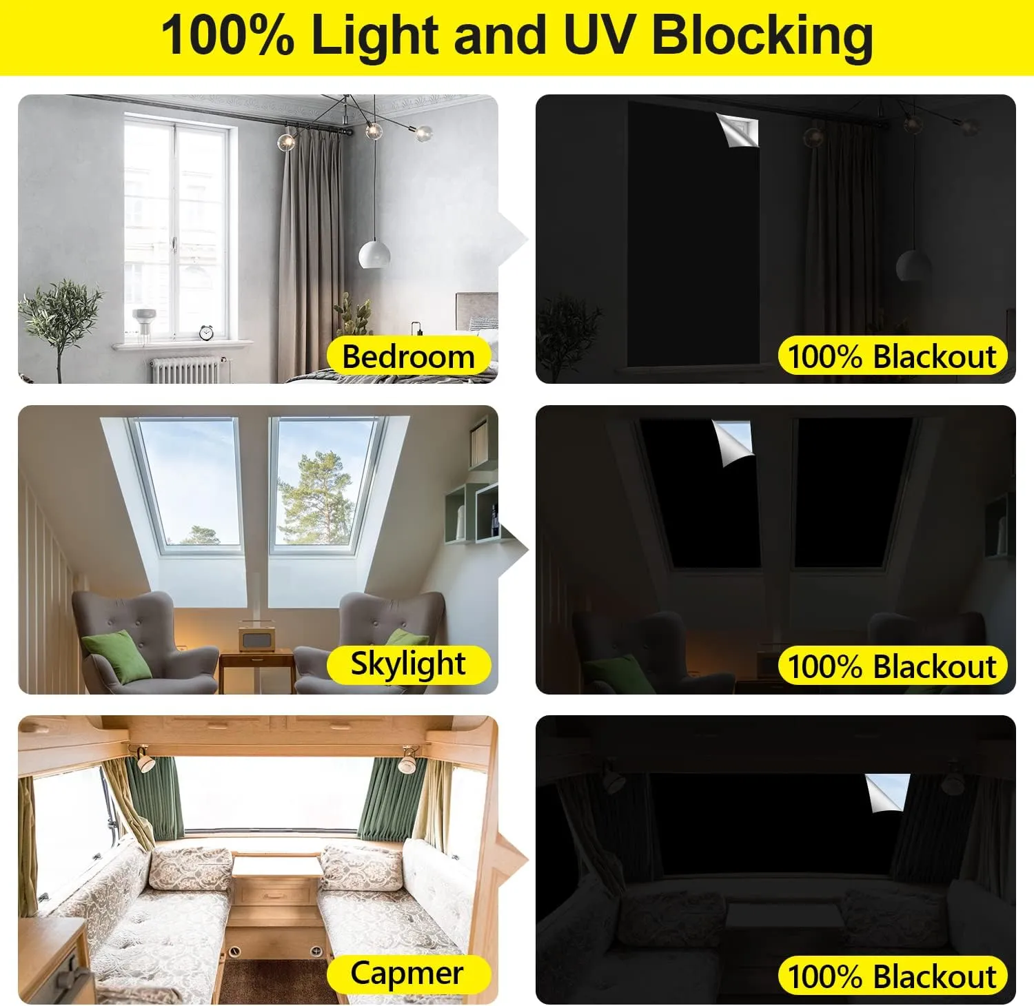 100% Blackout Curtains for Bedroom 118" x 57" Portable Blackout Shades Film No Drilling Travel Blackout Blinds Sun Light Blocker Window Cover Black Out Curtains for Nursery Dorm Room, 2 Pack