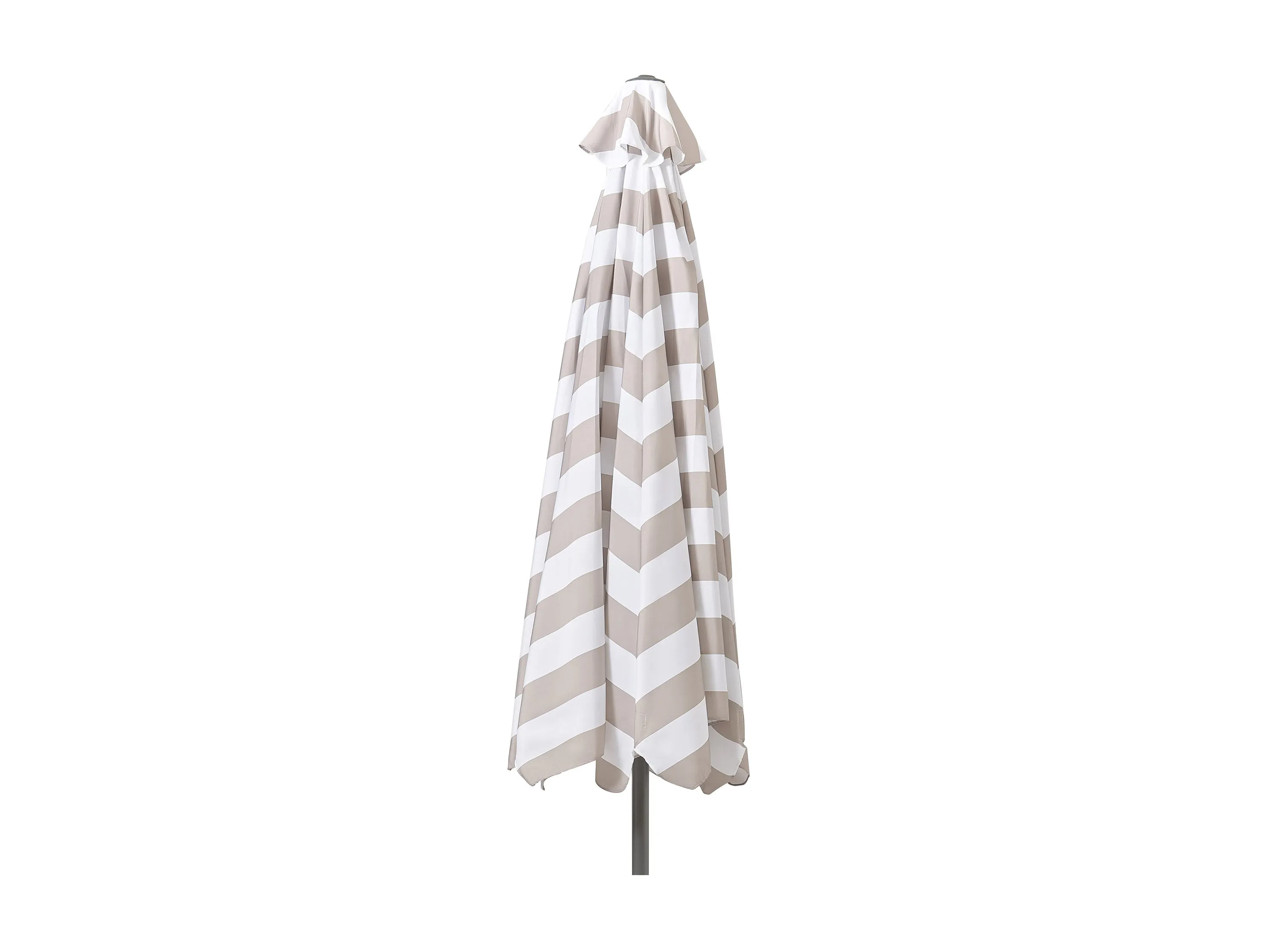 10ft Round Taupe and White Striped Patio Umbrella