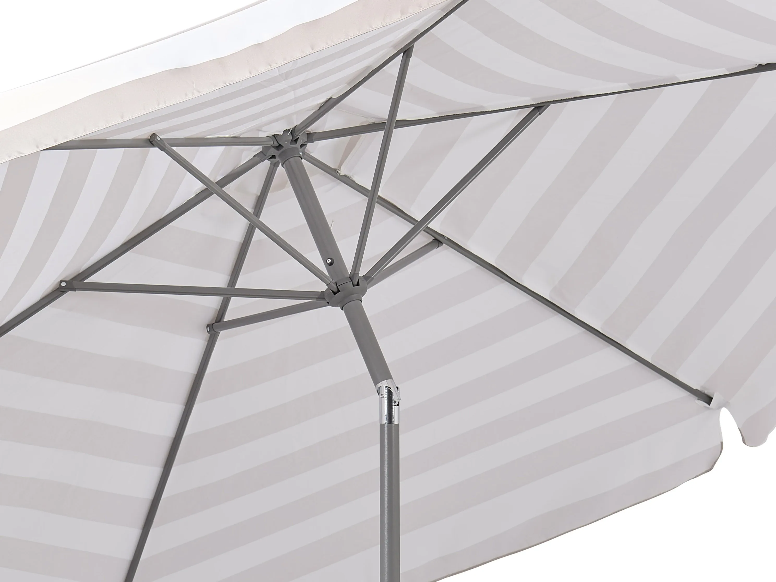 10ft Round Taupe and White Striped Patio Umbrella