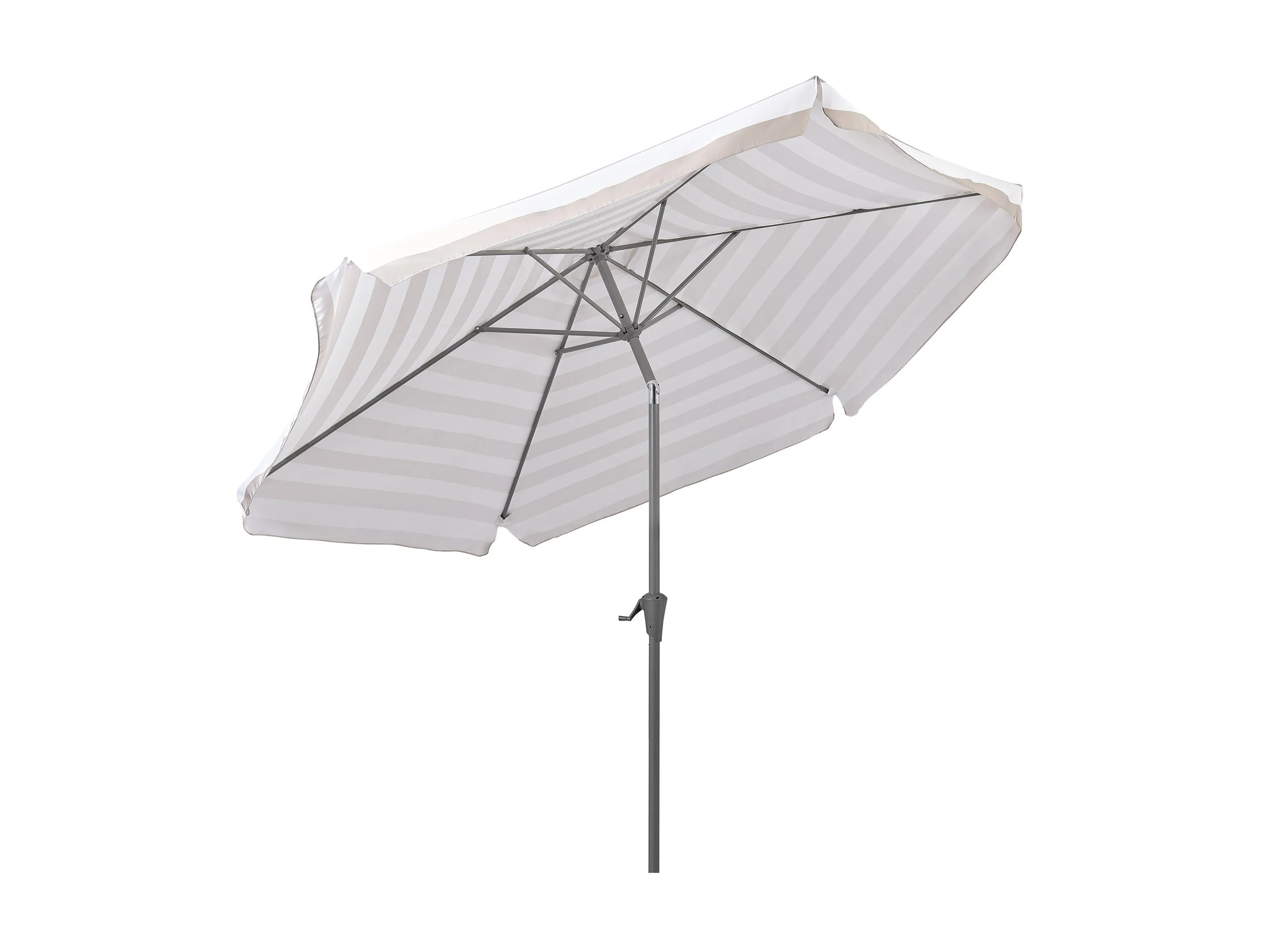 10ft Round Taupe and White Striped Patio Umbrella