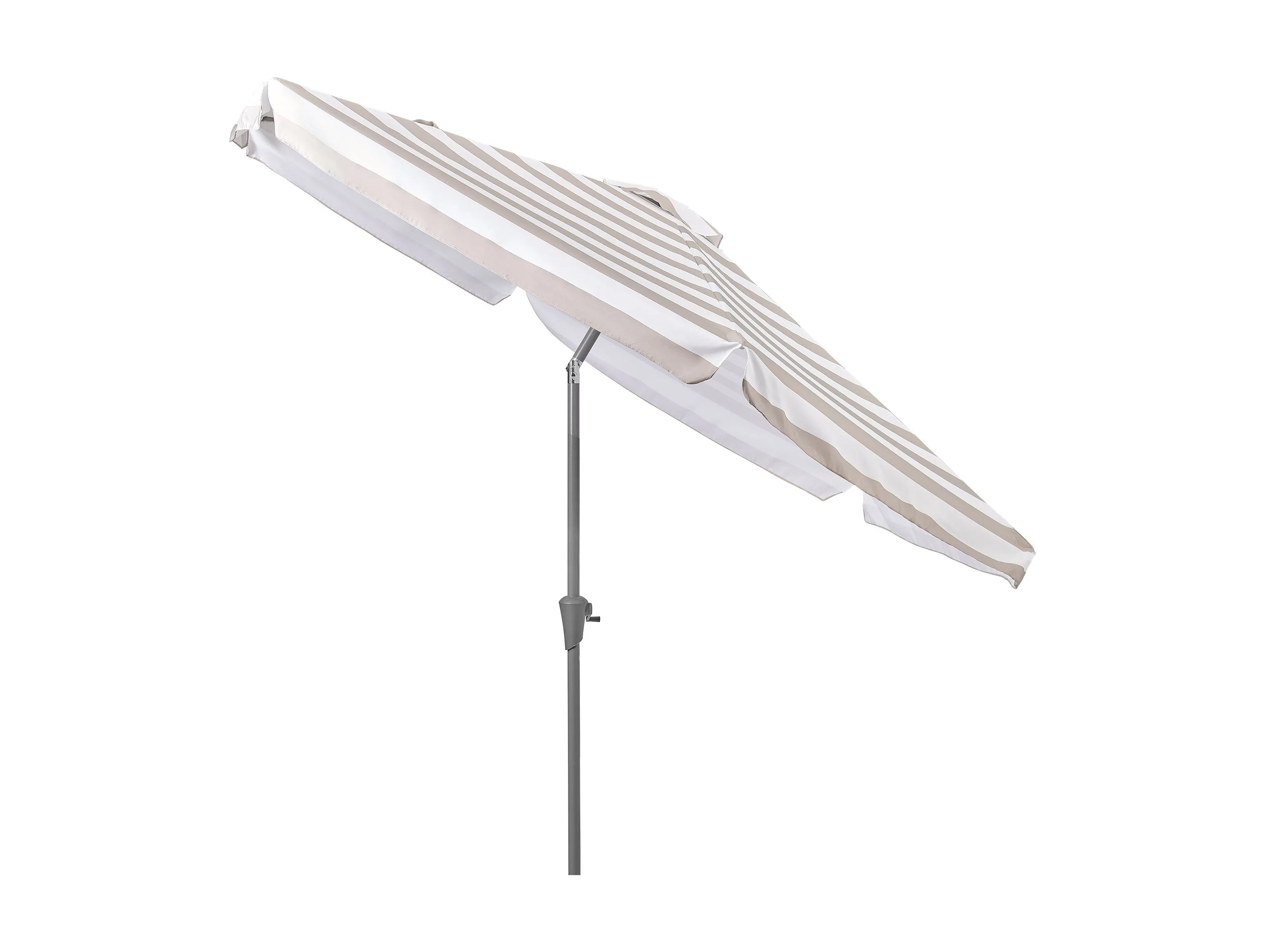 10ft Round Taupe and White Striped Patio Umbrella