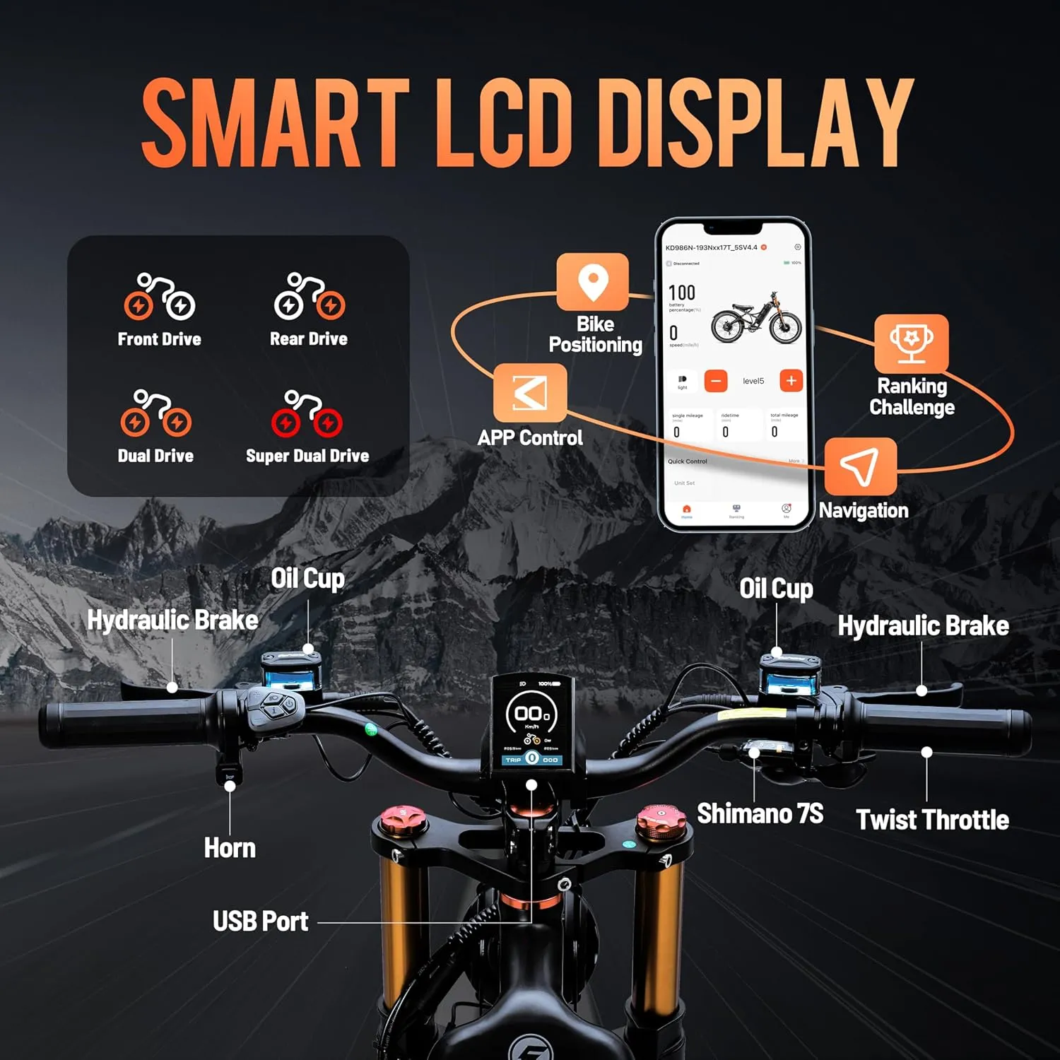 2025 Romeo Pro 3/ Pro 2 5000W/ 4000W 46-50MPH Dual Motor Electric Bike for Adults, 80/70Ah/200  Miles Long Range Electric Bike, 26'' Puncture-Proof Tire, 7-Speed Pedal Assist UL Certificate