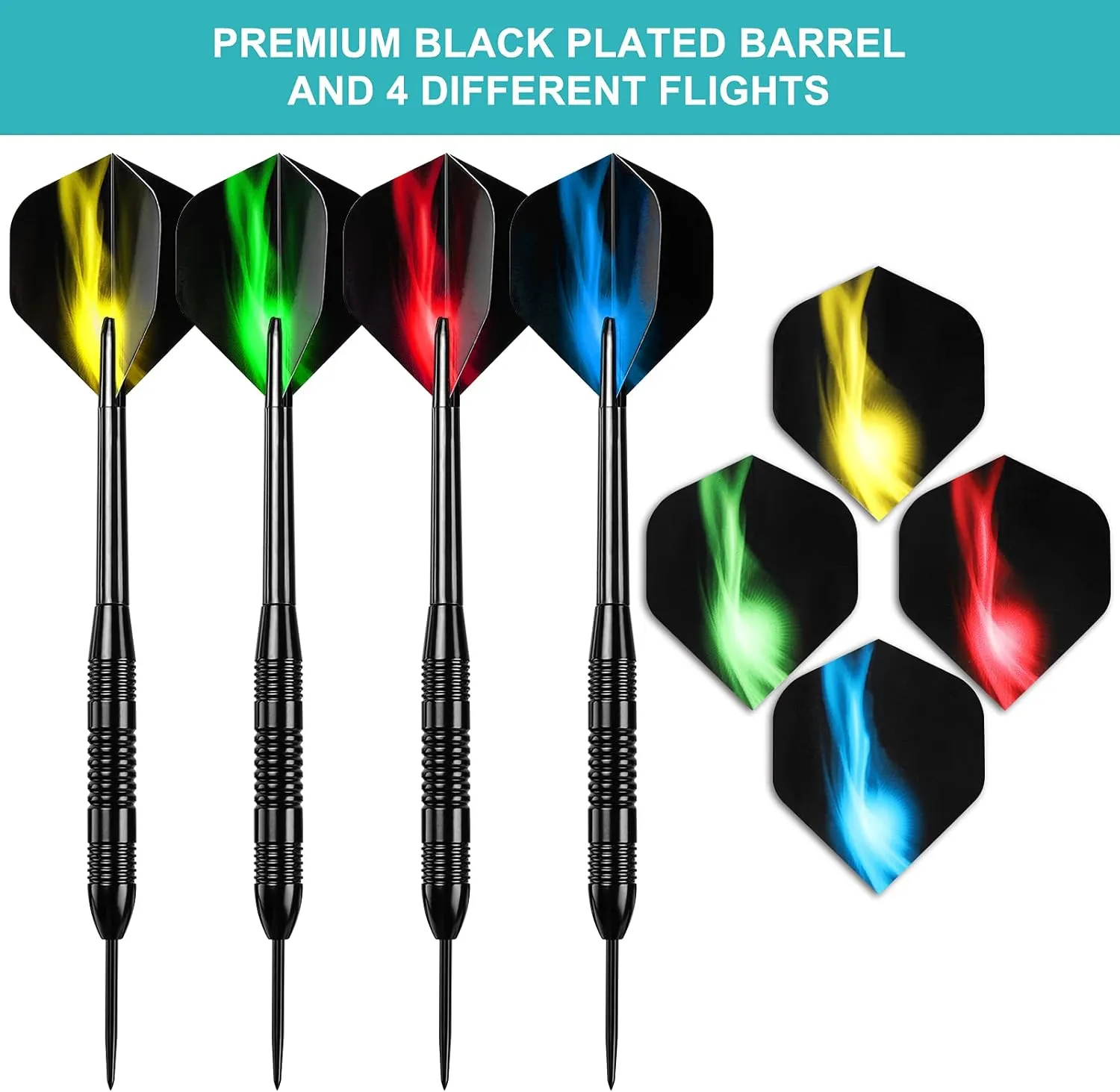 Accmor Steel Tip Darts,12 Pcs Metal Darts Set, 24G Professional Metal Tip Darts, Darts for Dartboard, Dart Flights for Adults