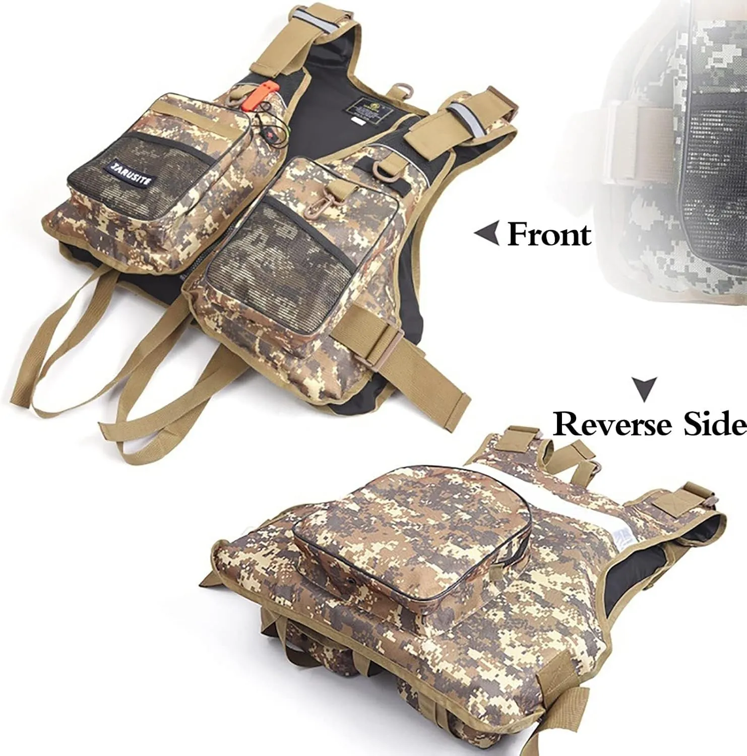 Adults Fly Fishing Vest, Buoyancy Aid with Multi Pockets and Reflective Stripe Fishing Swim Vest for Fishing Sailing Surfing Kayaking Water Sports