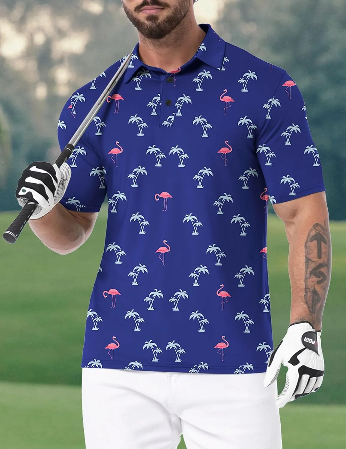Askdeer Men's Golf Polo Shirts Short Sleeve Performance Dry Fit Polo Shirt Moisture Wicking Casual Golf Shirts