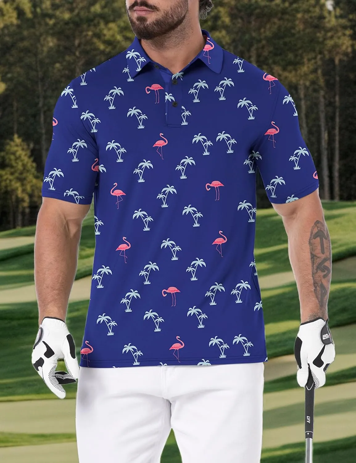 Askdeer Men's Golf Polo Shirts Short Sleeve Performance Dry Fit Polo Shirt Moisture Wicking Casual Golf Shirts