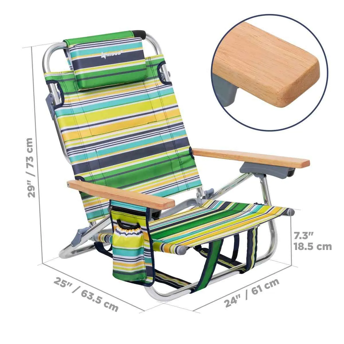 Backpack Beach Chair with Headrest, Set of 2