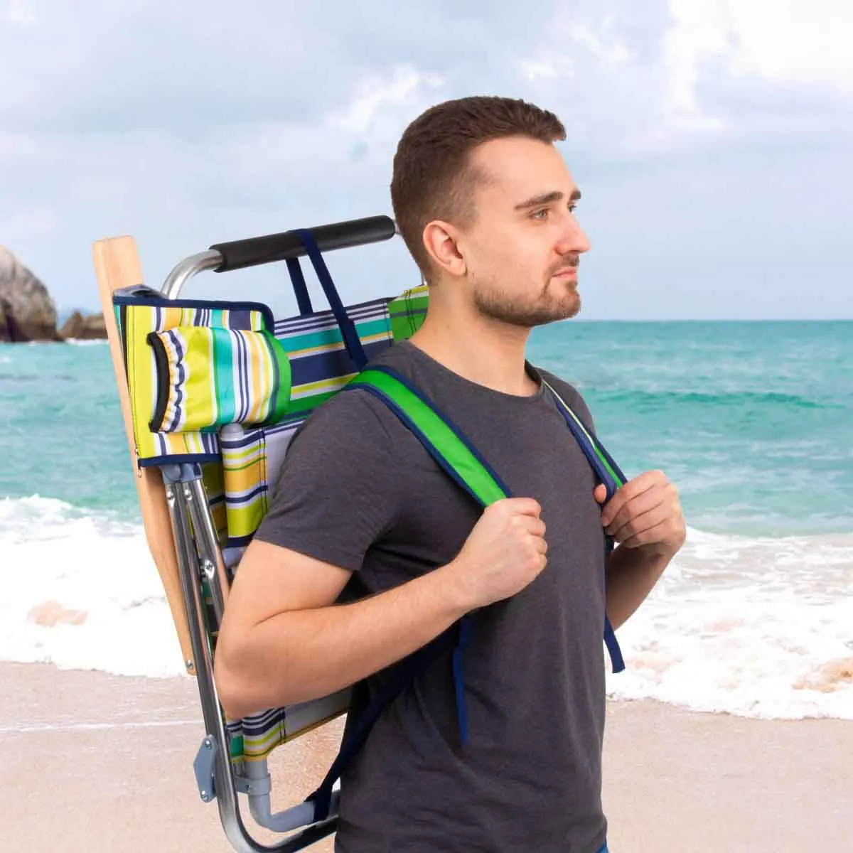 Backpack Beach Chair with Headrest, Set of 2