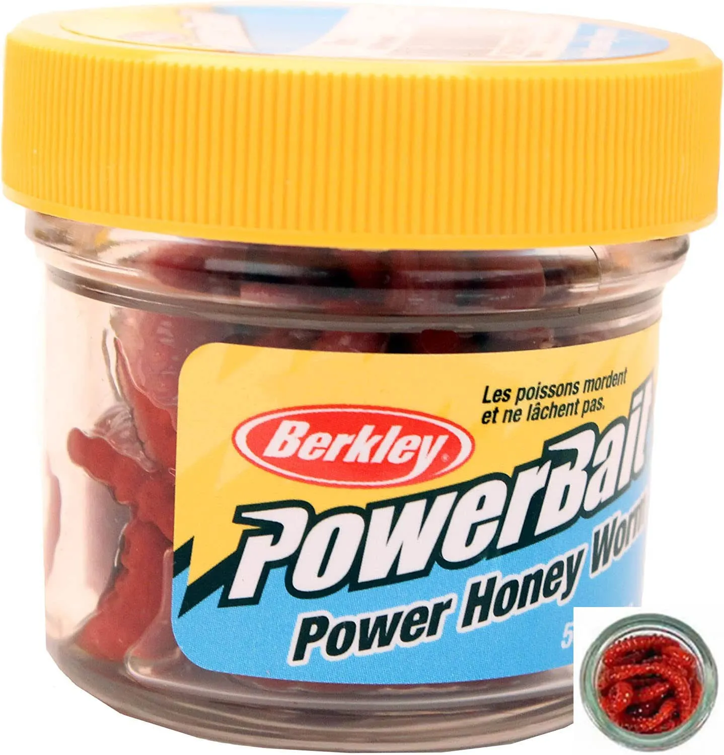 Berkley PowerBait 1 inch Honey Worm (55 per Jar)