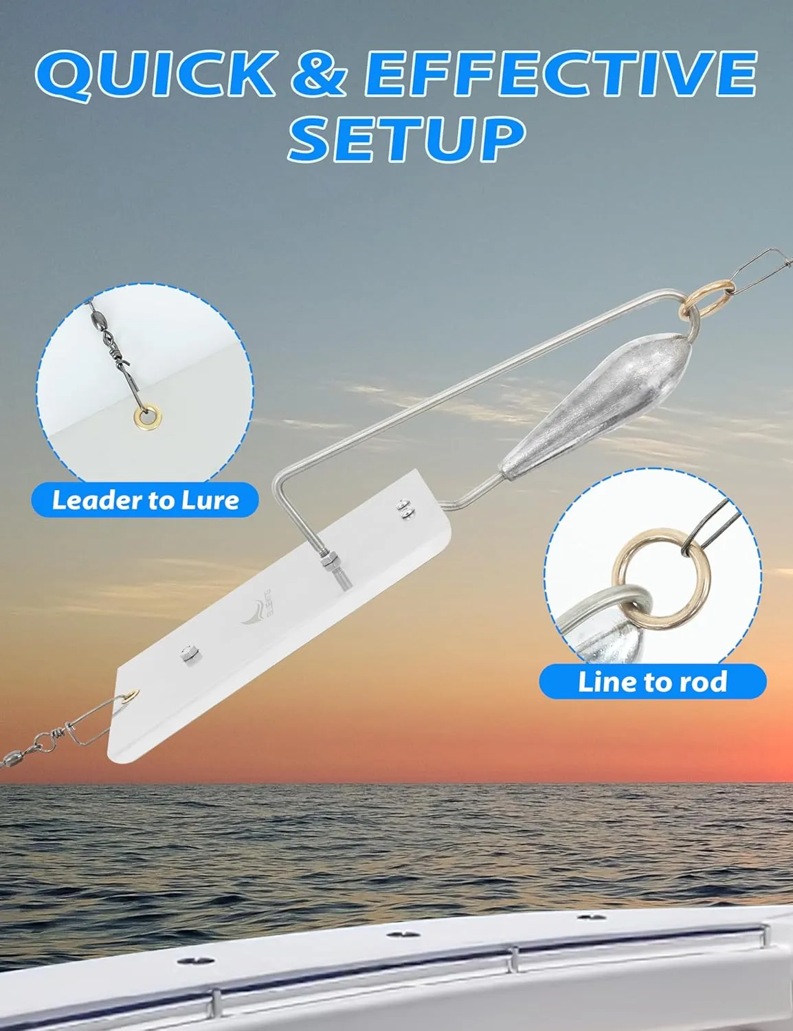 BLUEWING Fishing Planer Heavy-Duty Trolling Planer with Stainless Steel Blade and 4oz- 32oz Fishing Weights Offshore Downrigger Planer for Wahoo, Kingfish, Tuna Fishing, 1pc