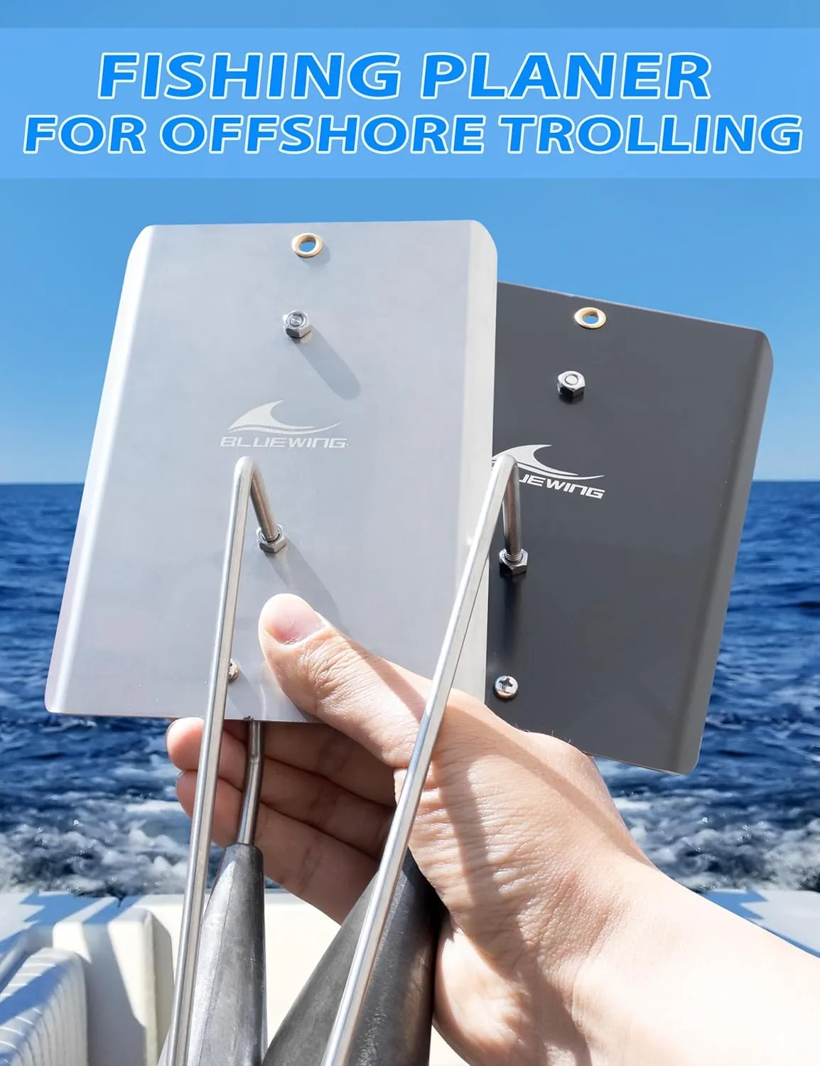 BLUEWING Fishing Planer Heavy-Duty Trolling Planer with Stainless Steel Blade and 4oz- 32oz Fishing Weights Offshore Downrigger Planer for Wahoo, Kingfish, Tuna Fishing, 1pc