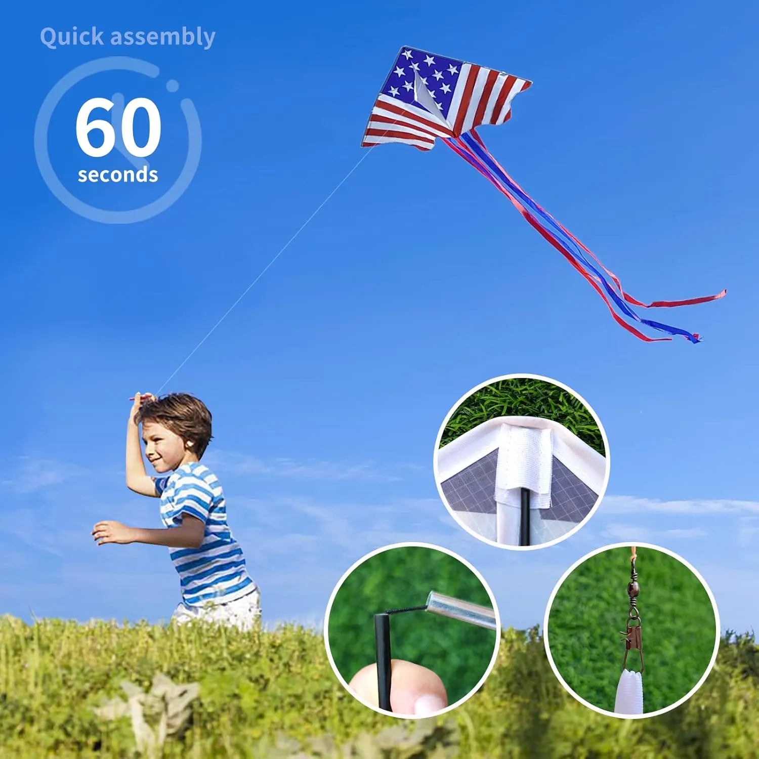 Delta Kite for Kids & Adults - Easy to Fly Large Single Line Beach Kite with 300ft String Handle Included, Perfect for Beginners, Teens