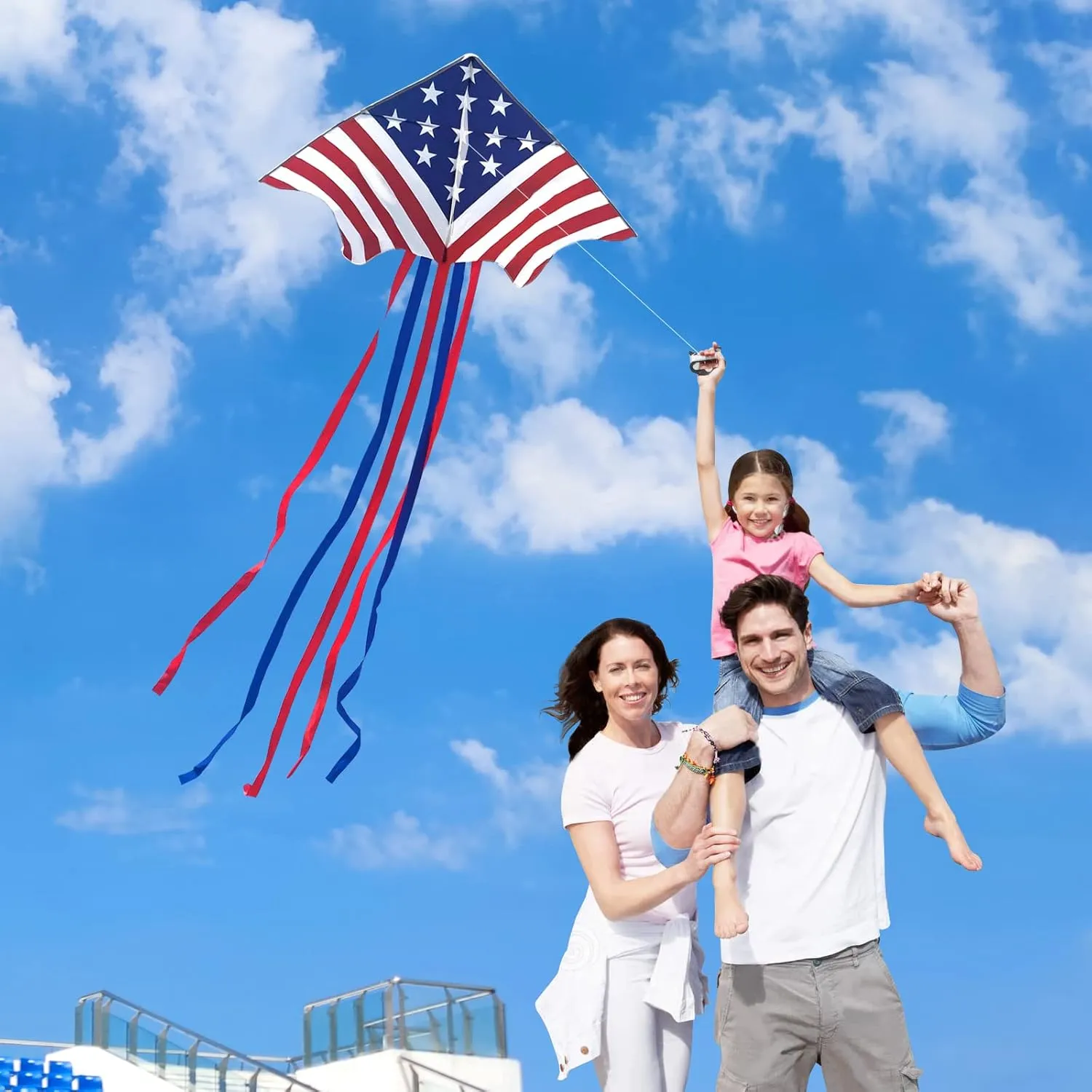 Delta Kite for Kids & Adults - Easy to Fly Large Single Line Beach Kite with 300ft String Handle Included, Perfect for Beginners, Teens