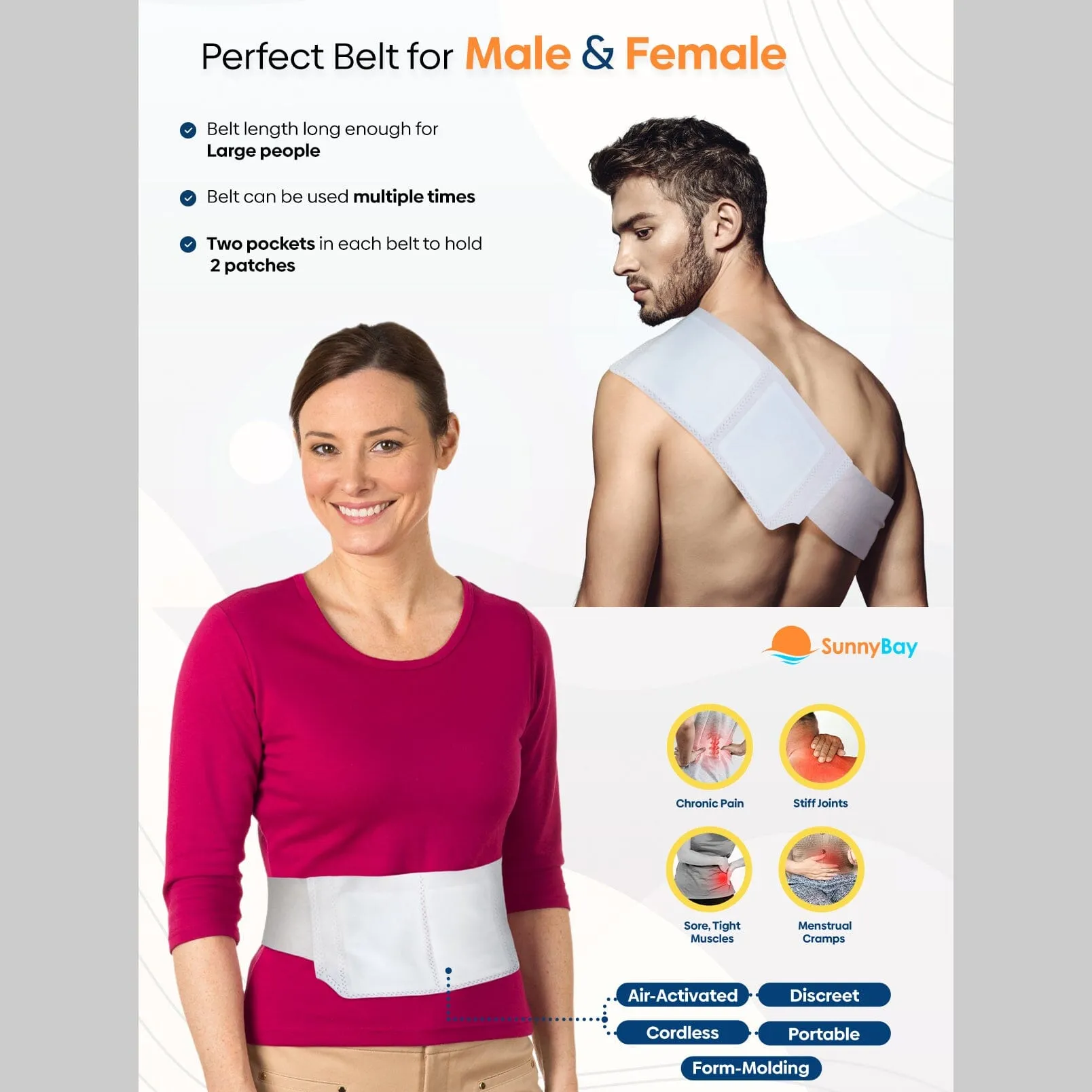 Disposable Heat Patches for Back Pain Relief with Reusable Belt