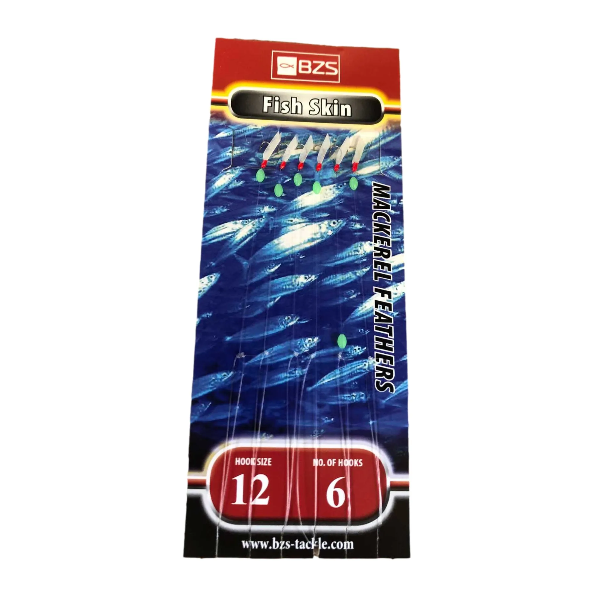 Fish Skin Sabiki Launce Mackerel Tinsel Feathers - 5 Packets, 6 Hooks Each, Size 12