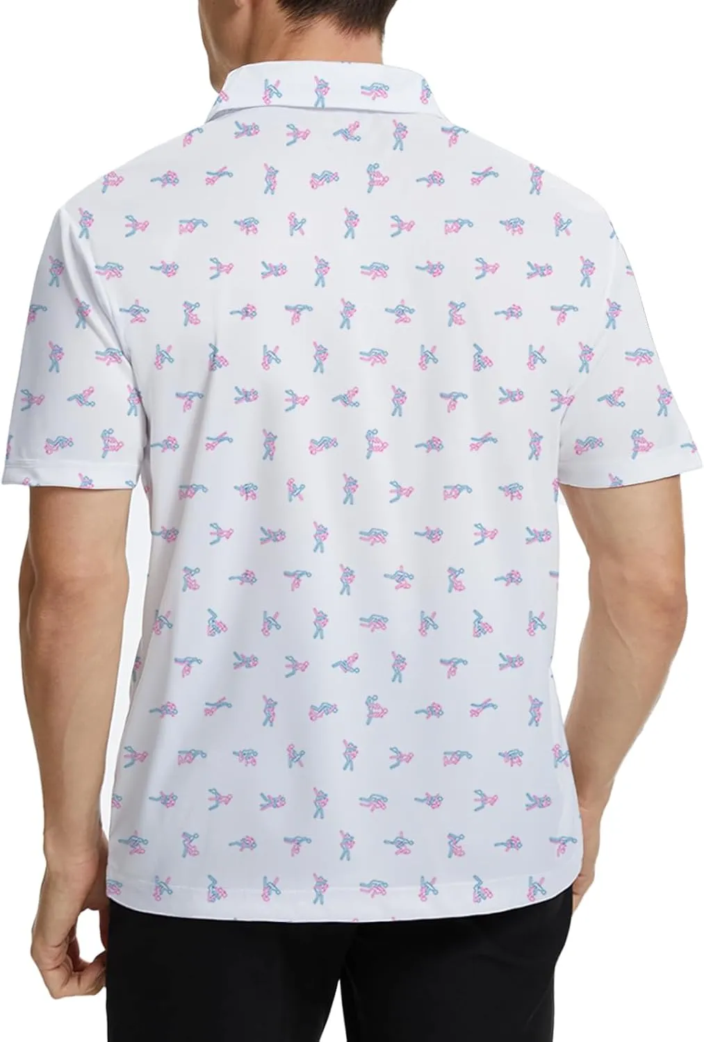 Funny Print Golf Shirts for Men Lightweight Dry-Fit Hawaiian Style Casual Polo with Stretch Fabric for Outdoor & Sports