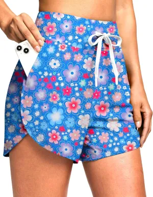 G Gradual Women's 4'' High Waisted Swim Board Shorts Quick Dry Swimming Bathing Suit Bottoms for Women with Pockets Liner