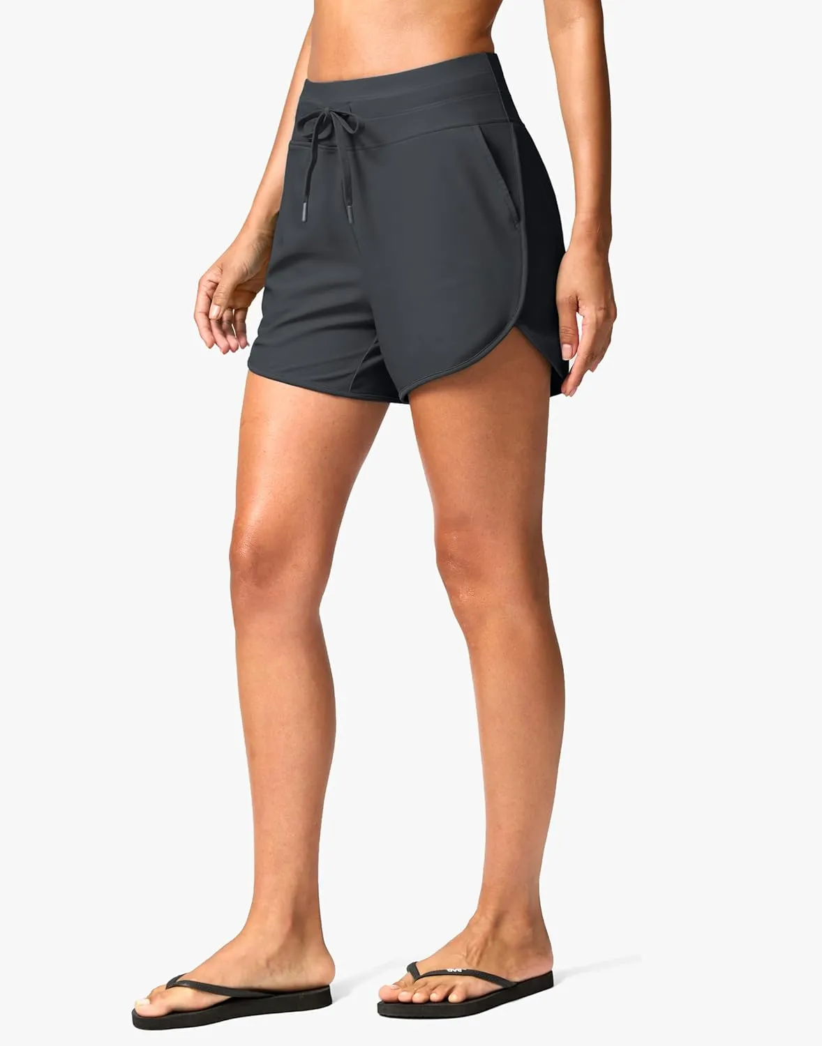 G Gradual Women's 4'' High Waisted Swim Board Shorts Quick Dry Swimming Bathing Suit Bottoms for Women with Pockets Liner