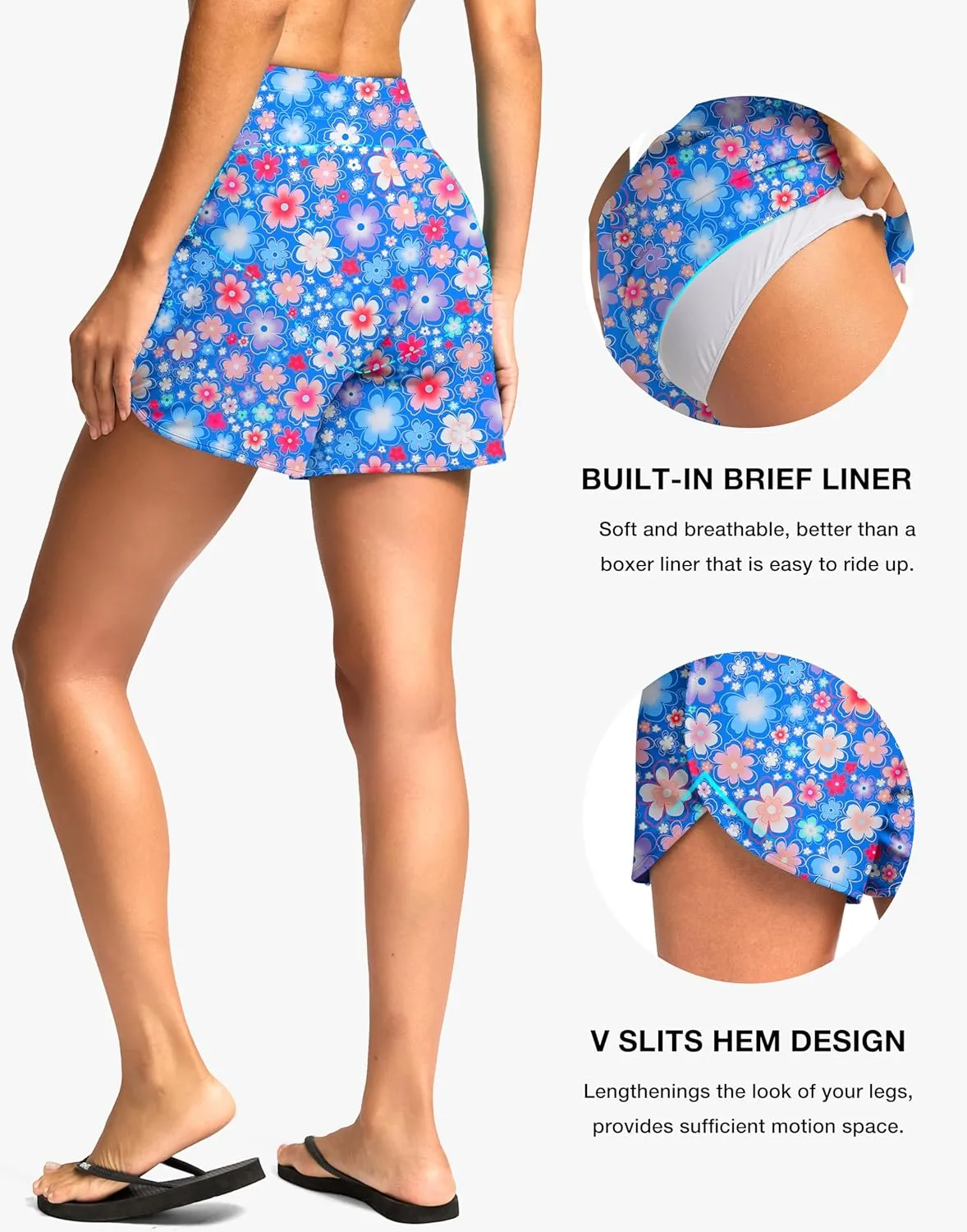 G Gradual Women's 4'' High Waisted Swim Board Shorts Quick Dry Swimming Bathing Suit Bottoms for Women with Pockets Liner