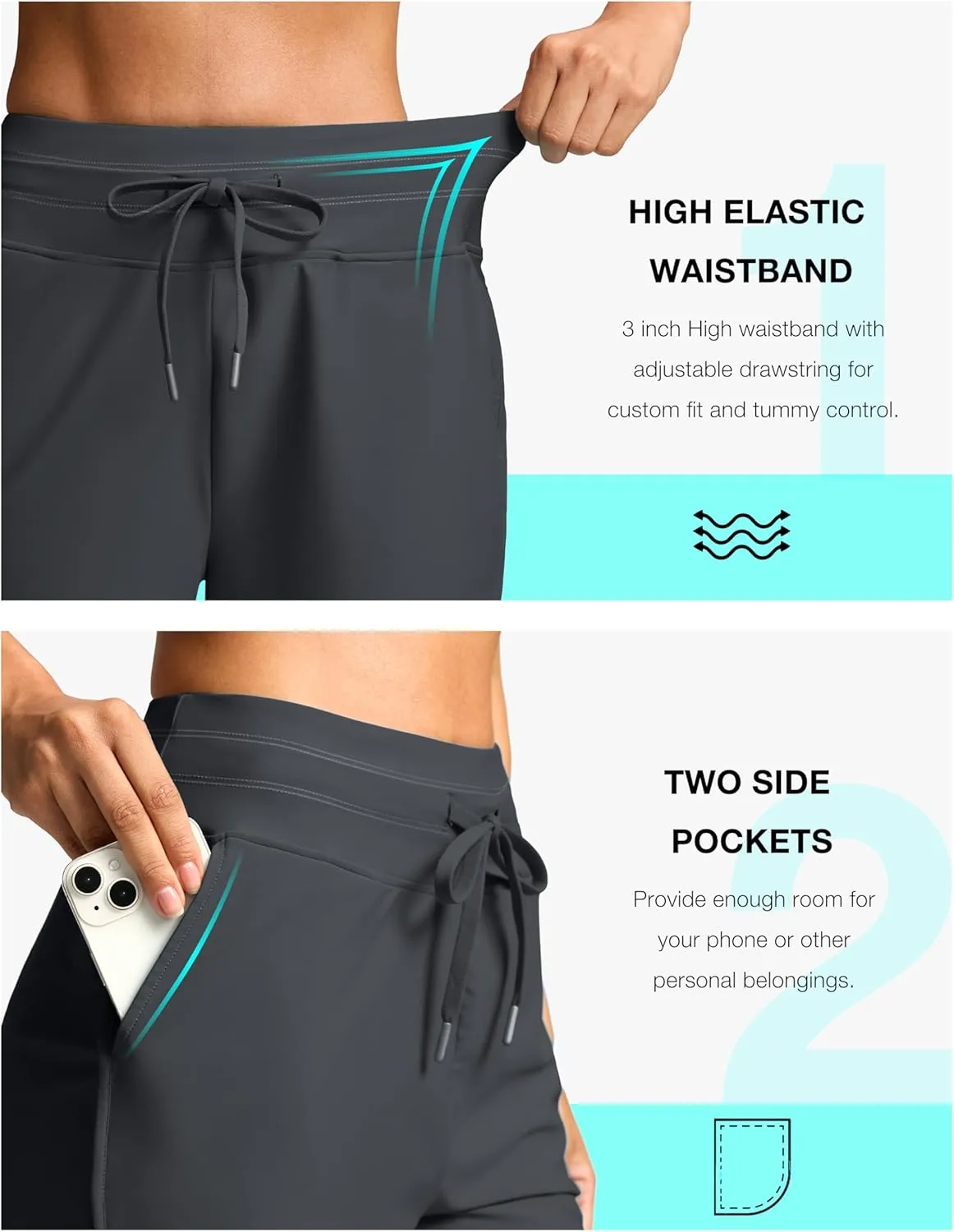 G Gradual Women's 4'' High Waisted Swim Board Shorts Quick Dry Swimming Bathing Suit Bottoms for Women with Pockets Liner