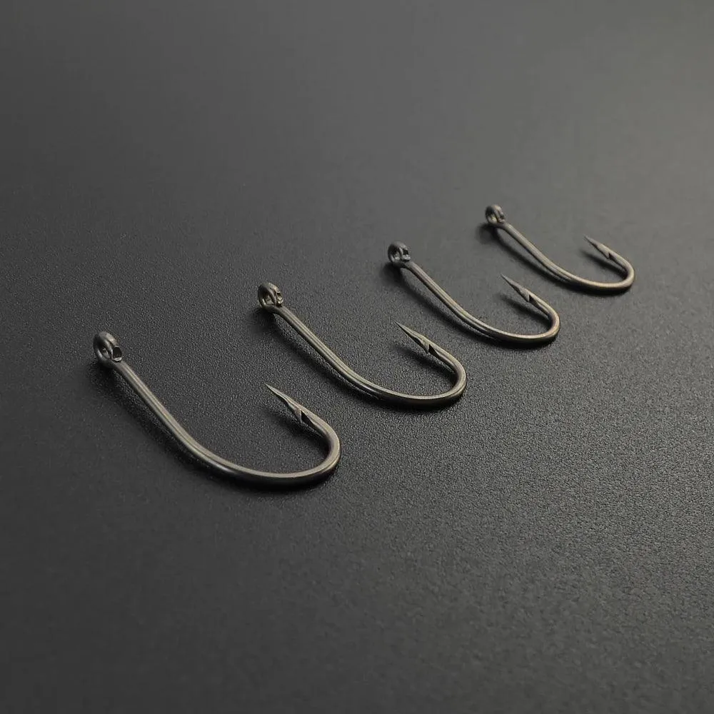 Hirisi 50 Pcs Carp Fishing Coating High Carbon Stainless Steel Barbed Hooks