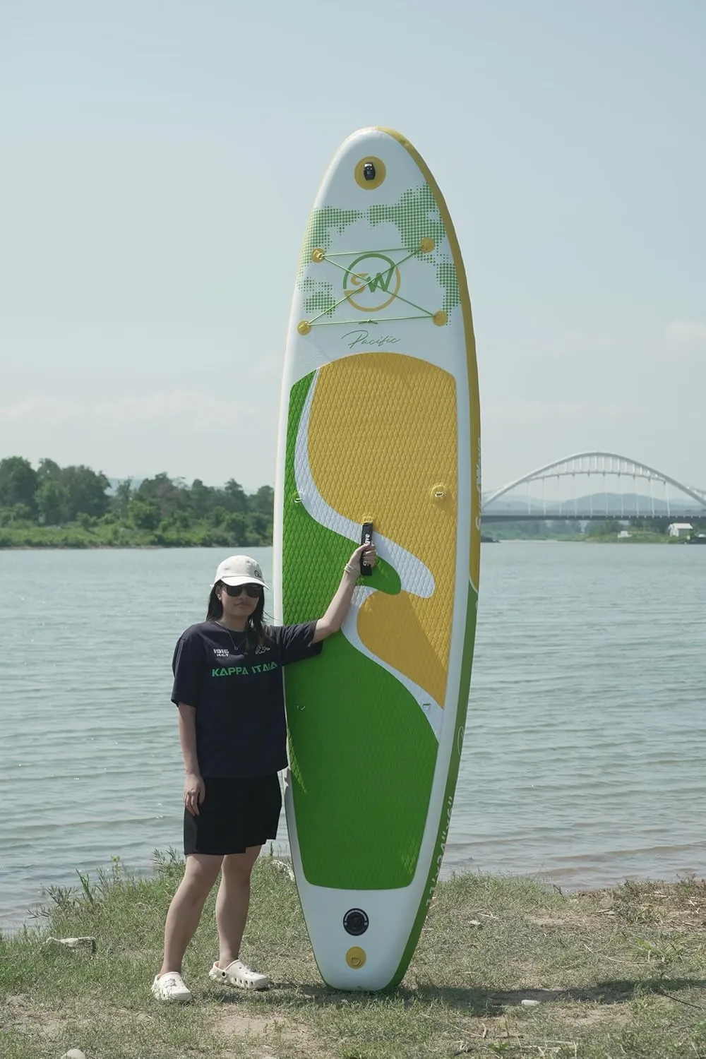 Kaimei Inflatable Paddle Board for Beginners - 11' Long, 6" Thick & Wide (34") for Surfing, Touring, Fishing & All-Water Use w/Accessories