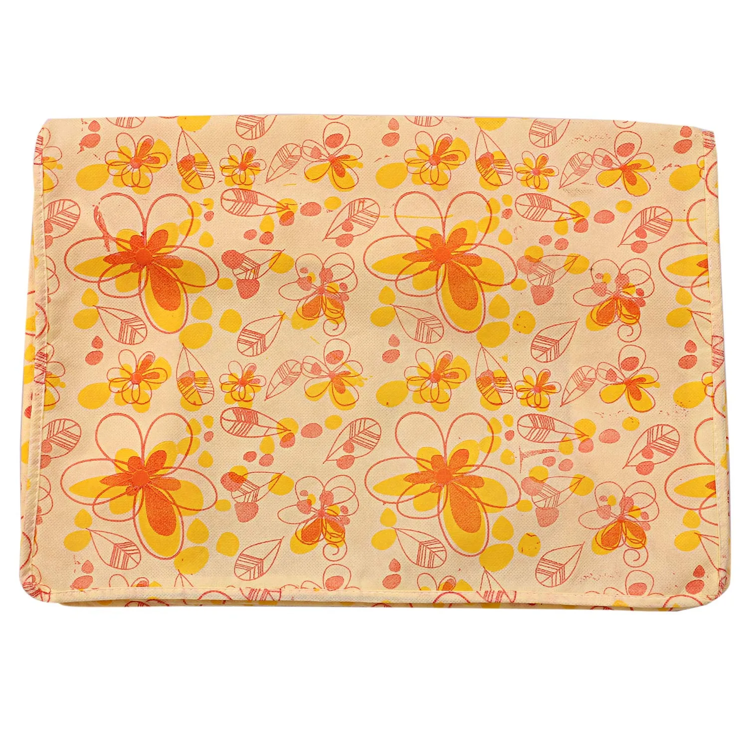 Kuber Industries Red Flower Design 4 Piece Non woven Saree Cover Set (Ivory and Red)