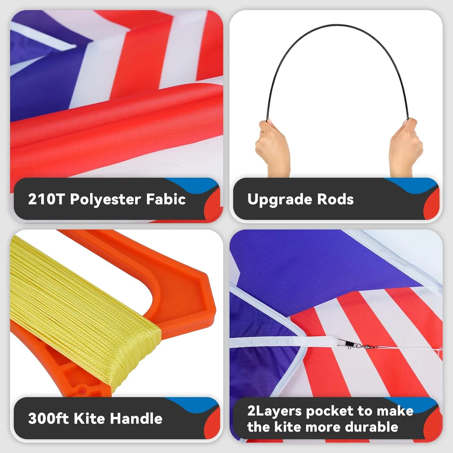 Large Delta Kite for Kids & AdultsLarge Easy Flyer with String and HandleKites for Beach Trip Park Family Outdoor Games and Activities