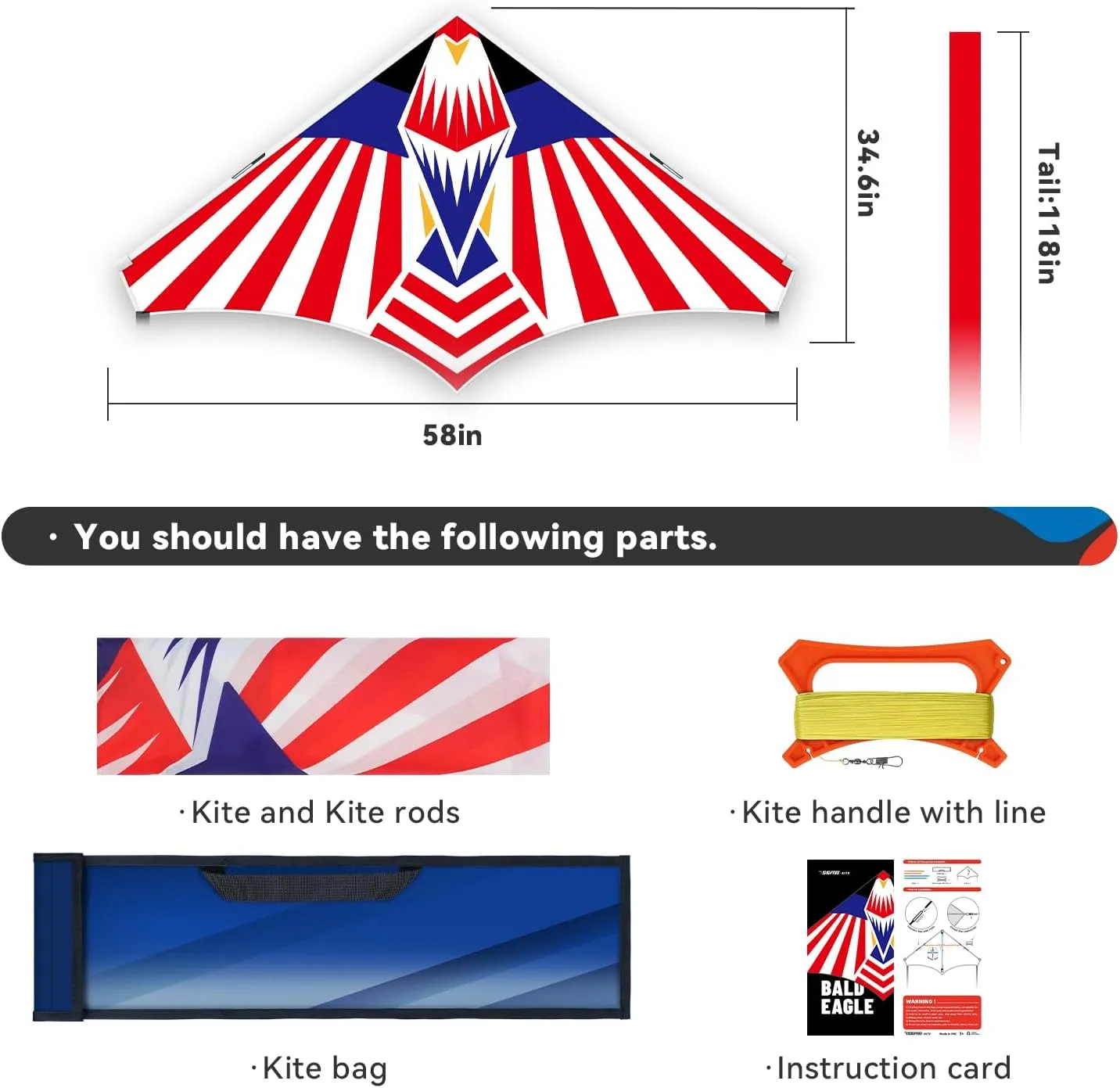 Large Delta Kite for Kids & AdultsLarge Easy Flyer with String and HandleKites for Beach Trip Park Family Outdoor Games and Activities