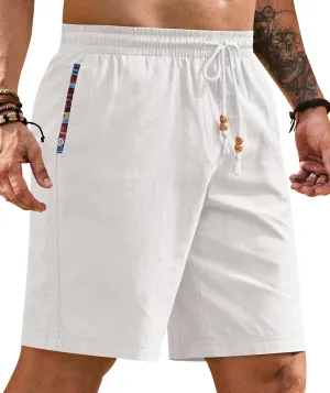 Men's Casual Cotton Shorts Drawstring 8 Inch Summer Vacation Shorts with Pockets (S-XXL)