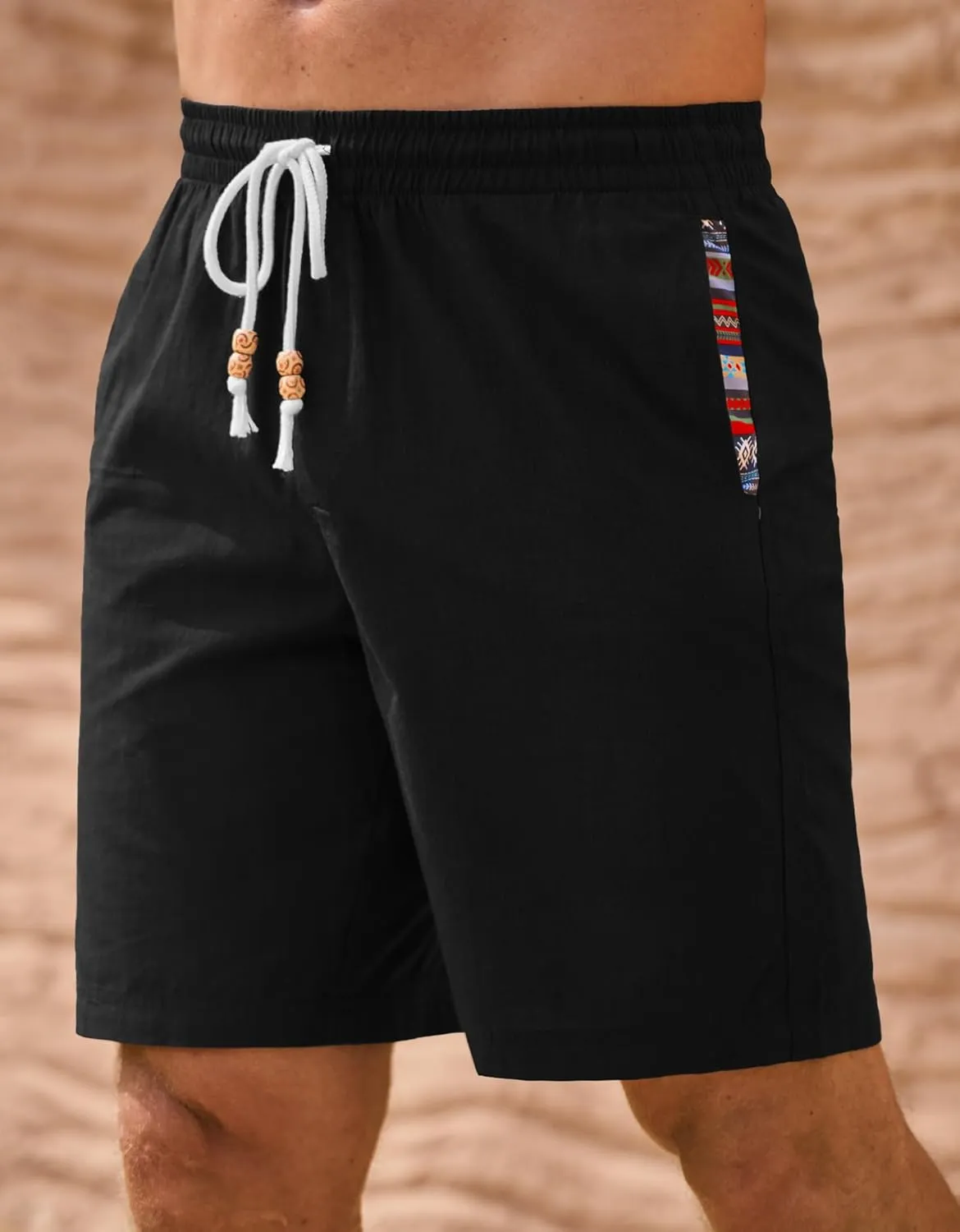 Men's Casual Cotton Shorts Drawstring 8 Inch Summer Vacation Shorts with Pockets (S-XXL)