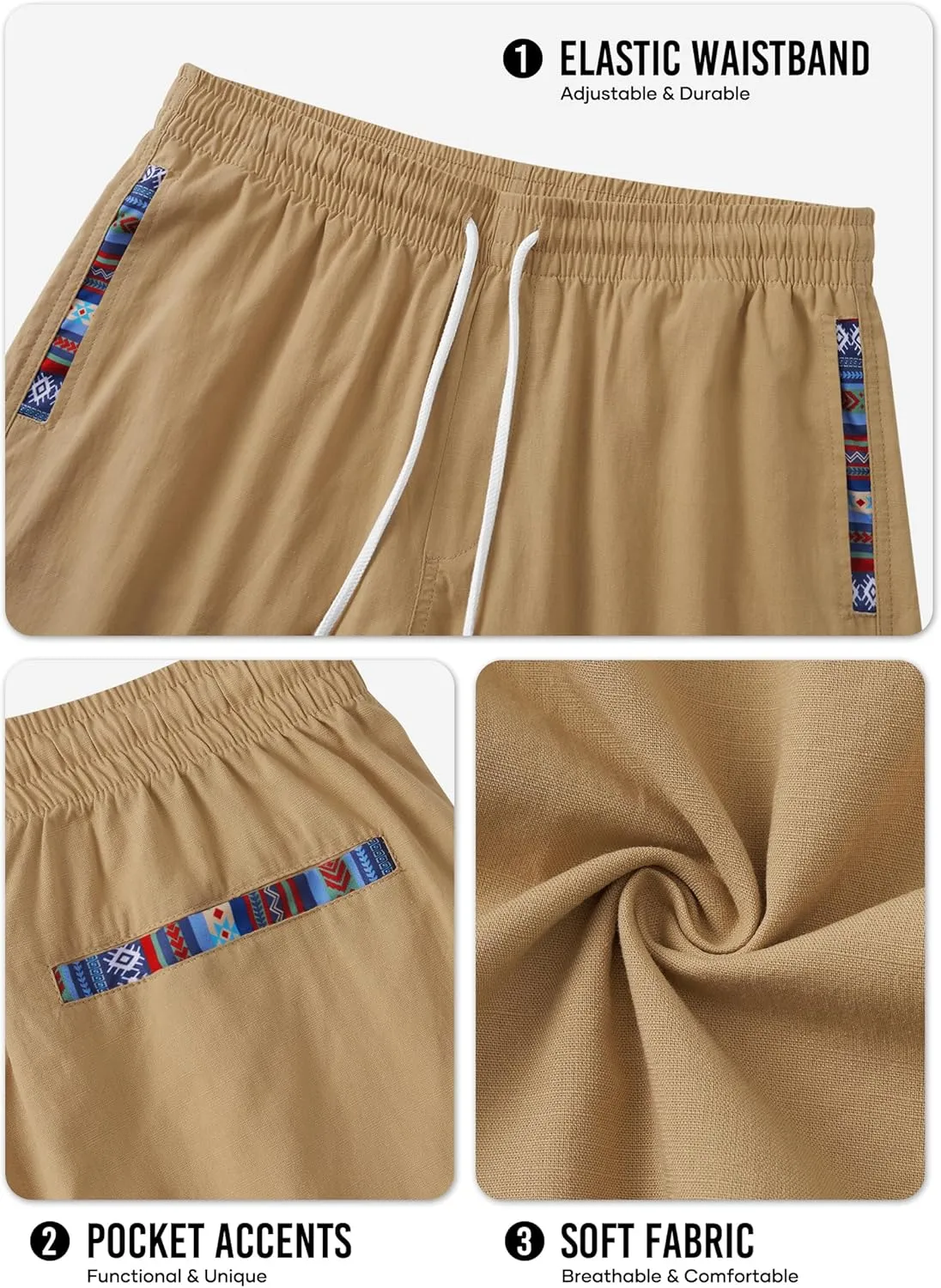 Men's Casual Cotton Shorts Drawstring 8 Inch Summer Vacation Shorts with Pockets (S-XXL)