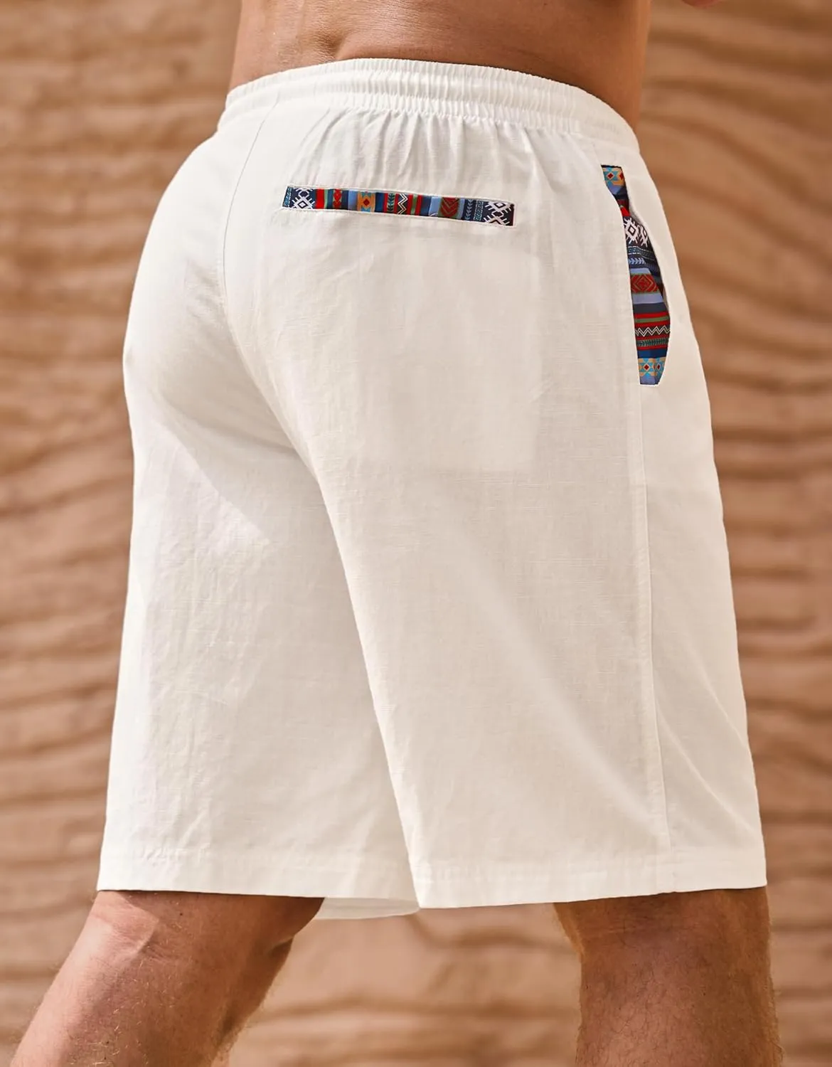 Men's Casual Cotton Shorts Drawstring 8 Inch Summer Vacation Shorts with Pockets (S-XXL)