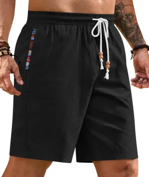 Men's Casual Cotton Shorts Drawstring 8 Inch Summer Vacation Shorts with Pockets (S-XXL)