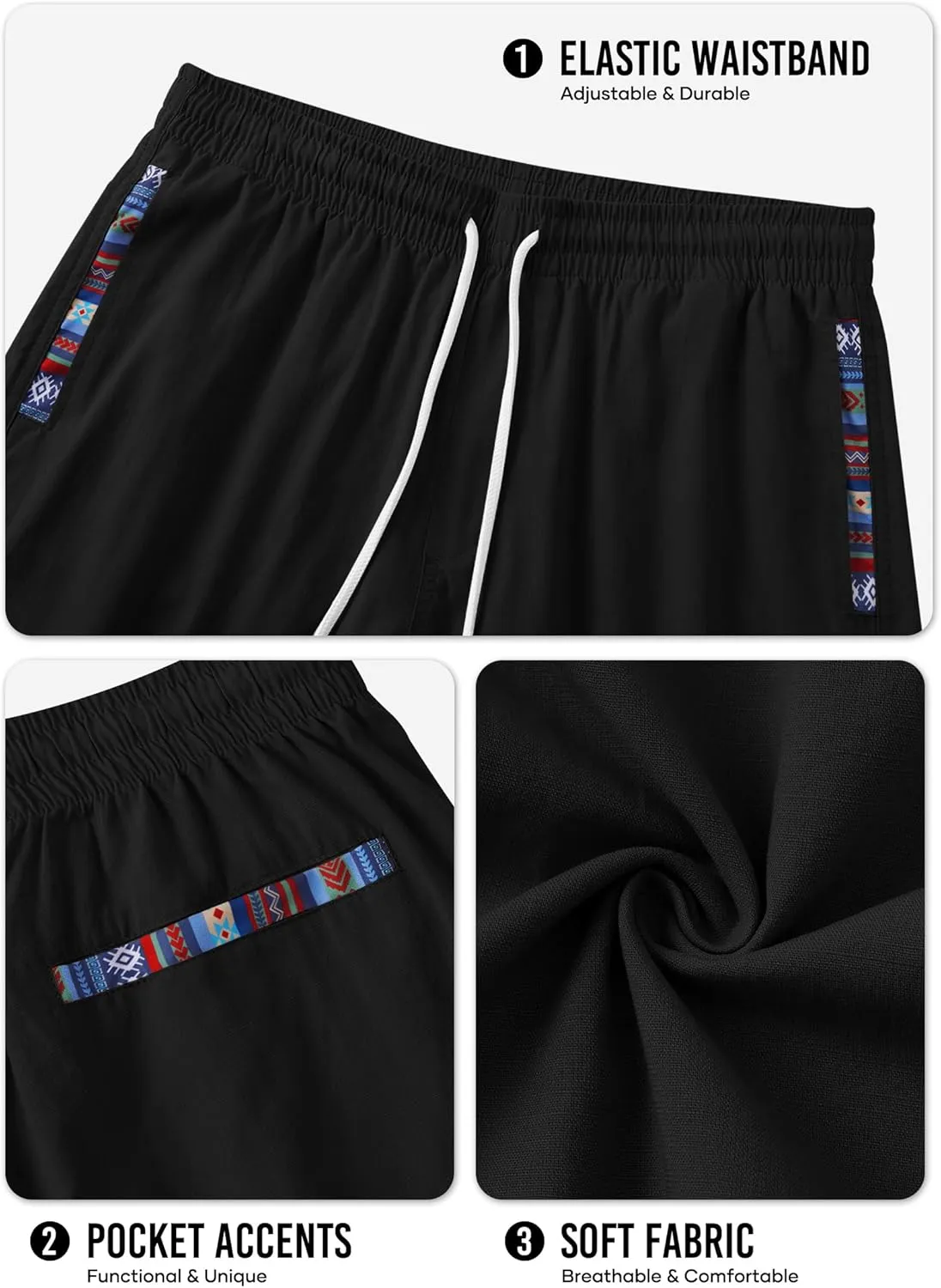 Men's Casual Cotton Shorts Drawstring 8 Inch Summer Vacation Shorts with Pockets (S-XXL)
