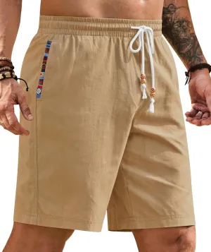 Men's Casual Cotton Shorts Drawstring 8 Inch Summer Vacation Shorts with Pockets (S-XXL)