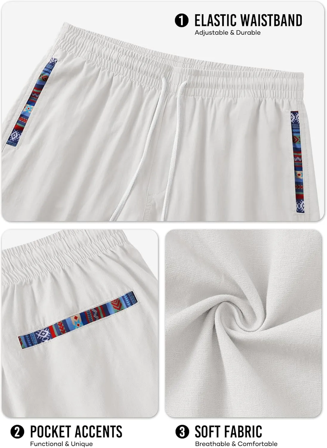 Men's Casual Cotton Shorts Drawstring 8 Inch Summer Vacation Shorts with Pockets (S-XXL)