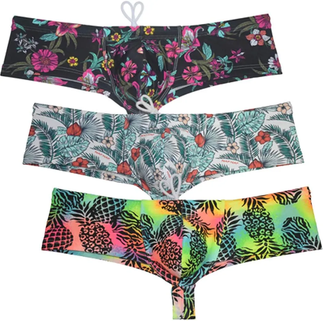 OROCOJUCO Mens Swimwear Skimpy Briefs Bikini Brazilian Cut Surf Shorts Board Cheeky Swim Trunks