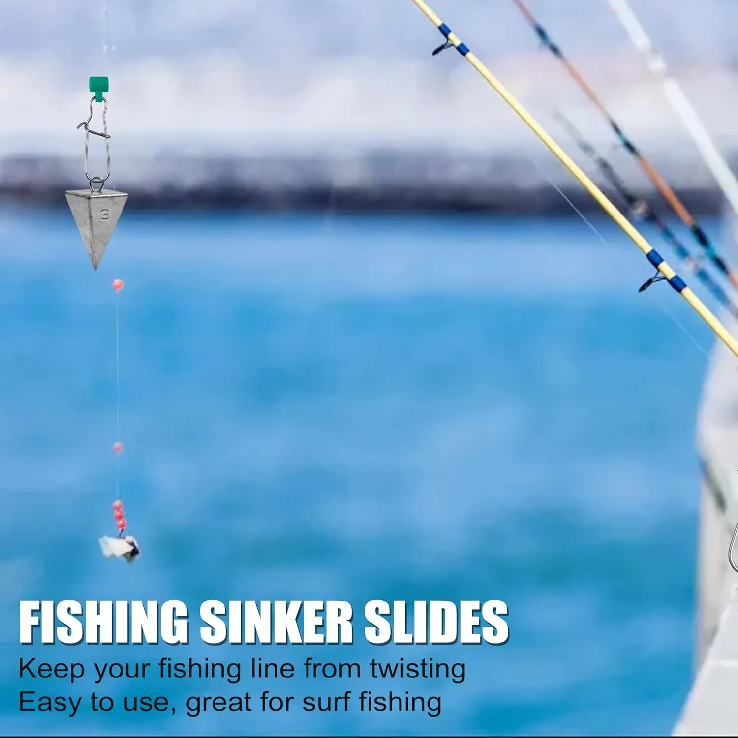 OROOTL Fishing Line Sinker Slides, 10-50pcs Heavy Duty Sinker Weights Connector with Duo Lock Snap Fishing Line Slider Catfishing Tackle Accessories