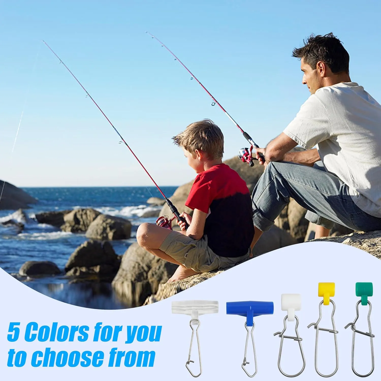 OROOTL Fishing Line Sinker Slides, 10-50pcs Heavy Duty Sinker Weights Connector with Duo Lock Snap Fishing Line Slider Catfishing Tackle Accessories