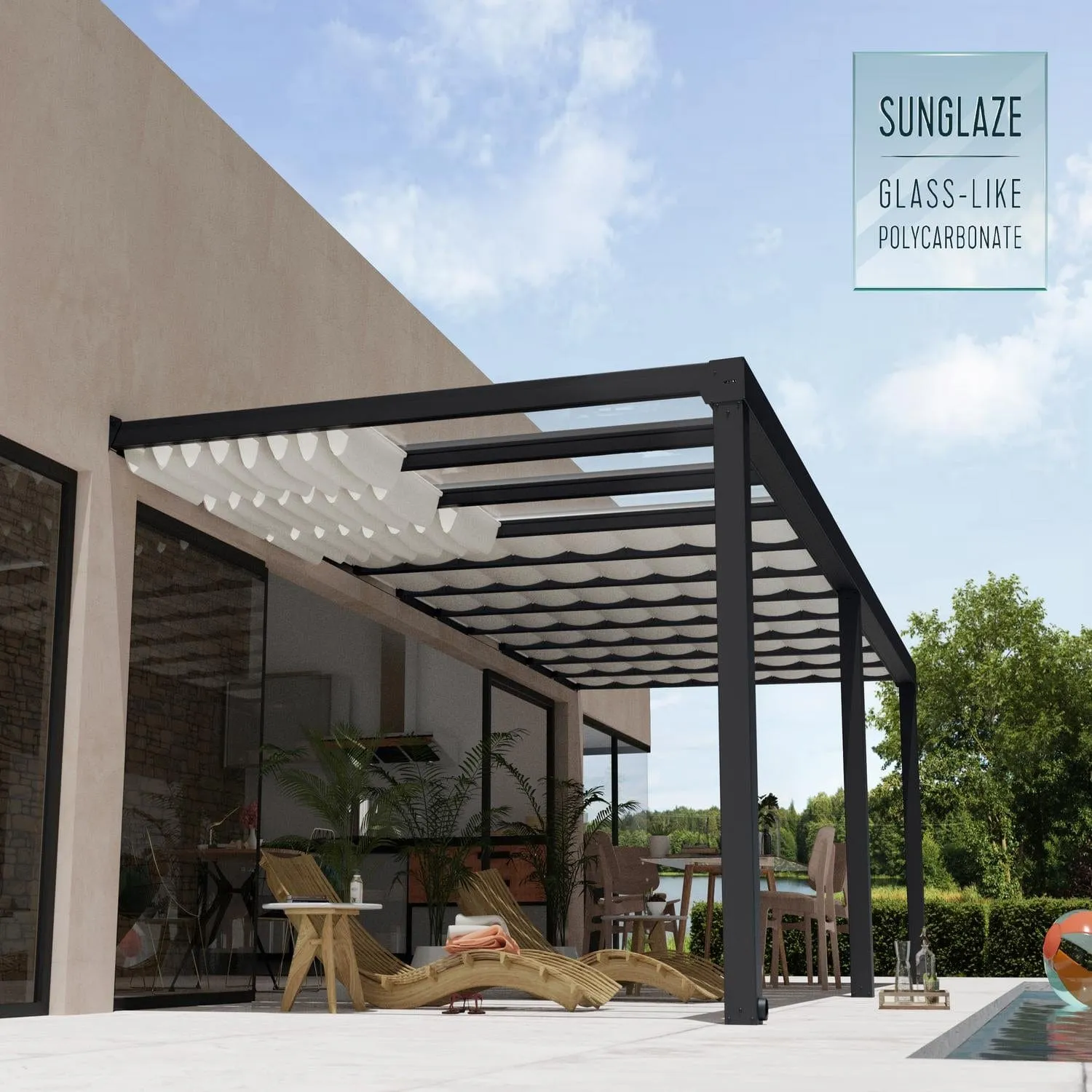 Palram - Canopia | 11x26 ft Stockholm Patio Cover Roof Blinds