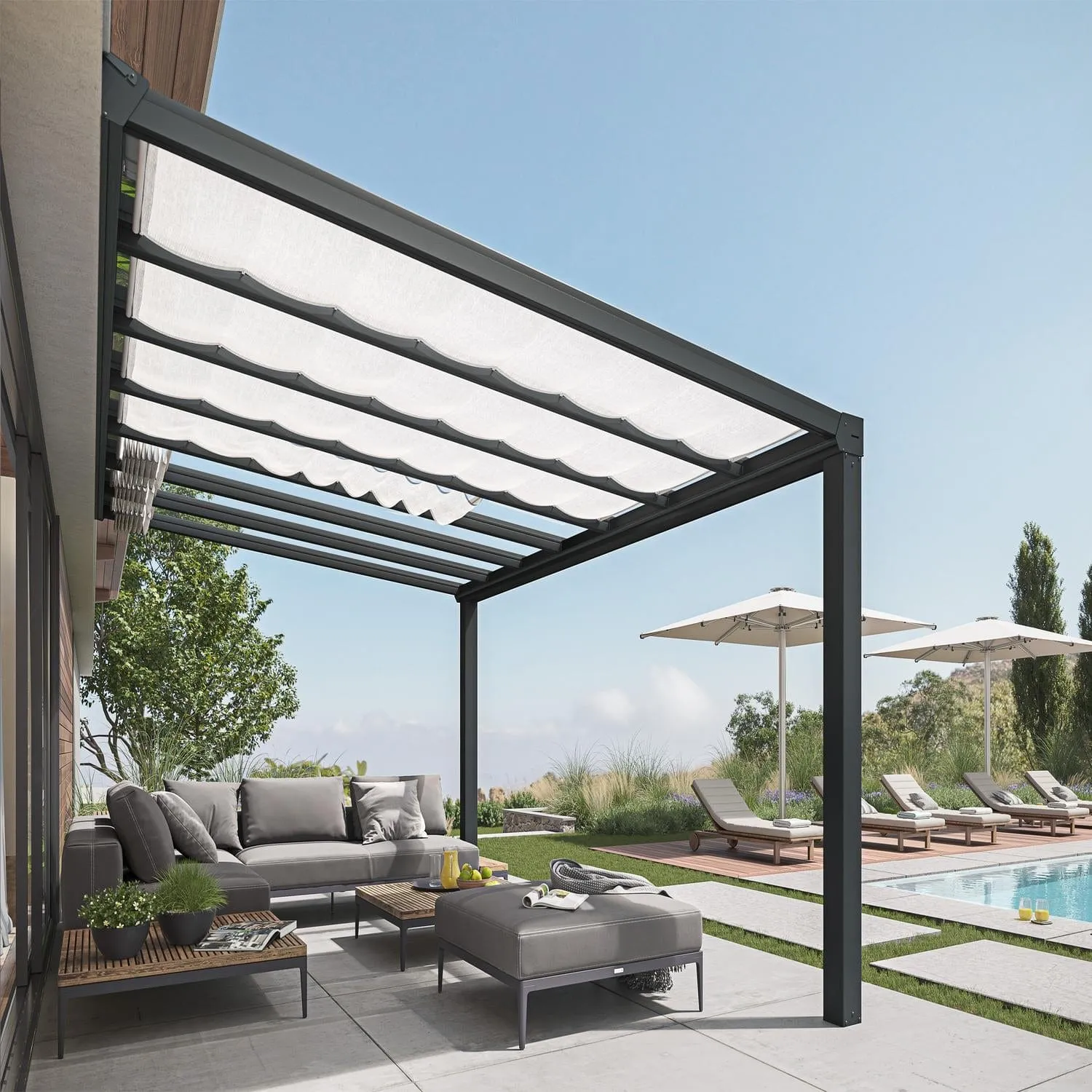 Palram - Canopia | 11x26 ft Stockholm Patio Cover Roof Blinds