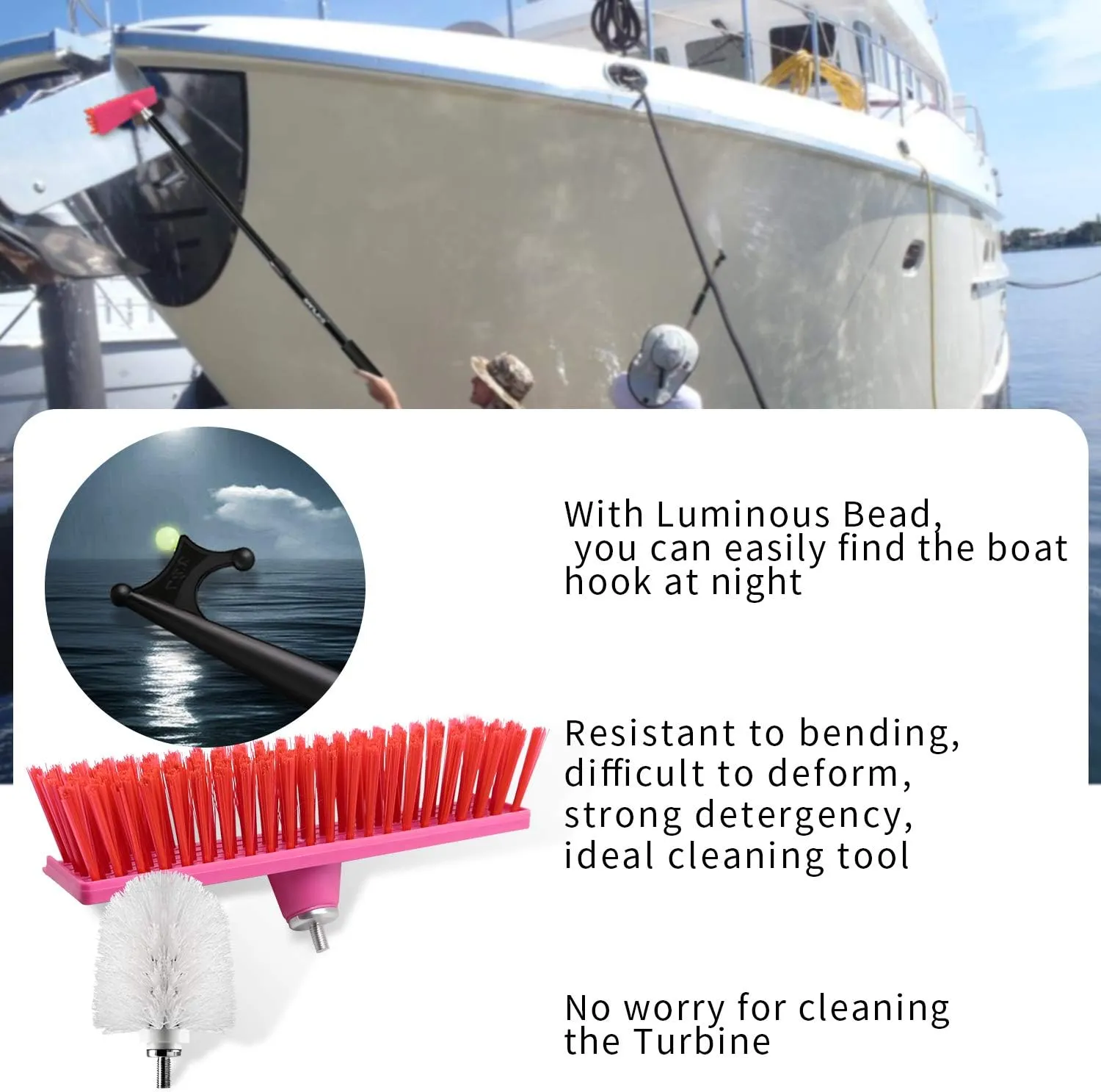 SAN LIKE Telescopic Boat Hook-Durable Boat Hook for Docking with Telescoping Extension Pole Aluminum or Fiberglass Pole Boat Hook Rust-Resistant Sturdy Float Docking Pole with Luminous Bead