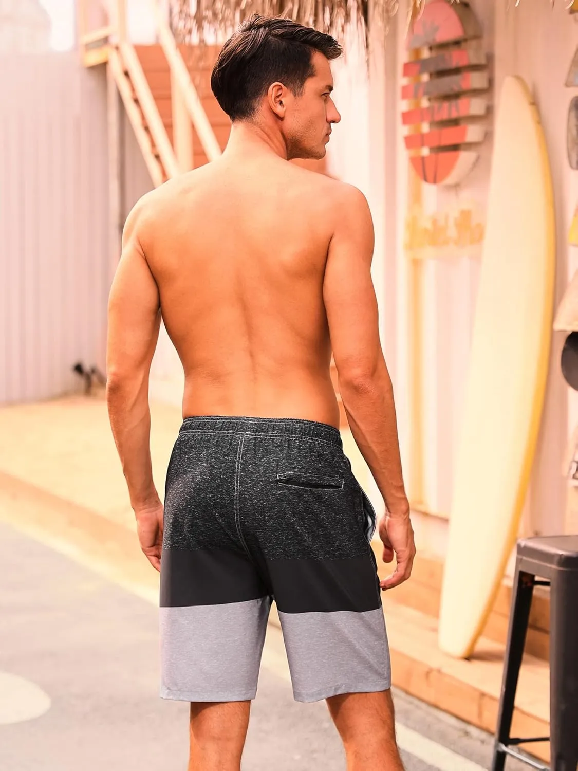 SILKWORLD Mens Swim Trunks with Compression Liner 9" Beach Board Shorts Men 2 in 1 Quick Dry Bathing Suit with Pockets