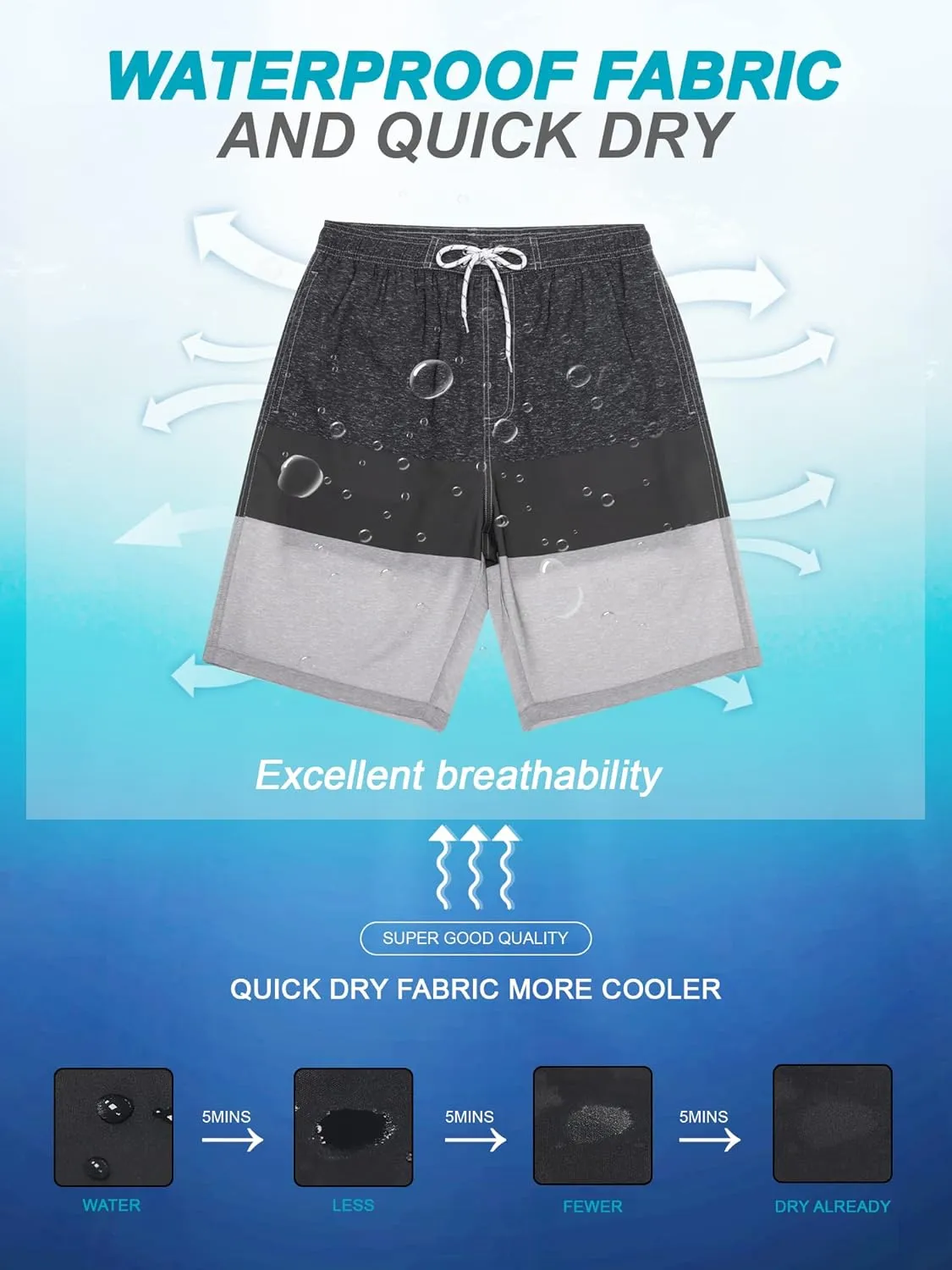 SILKWORLD Mens Swim Trunks with Compression Liner 9" Beach Board Shorts Men 2 in 1 Quick Dry Bathing Suit with Pockets