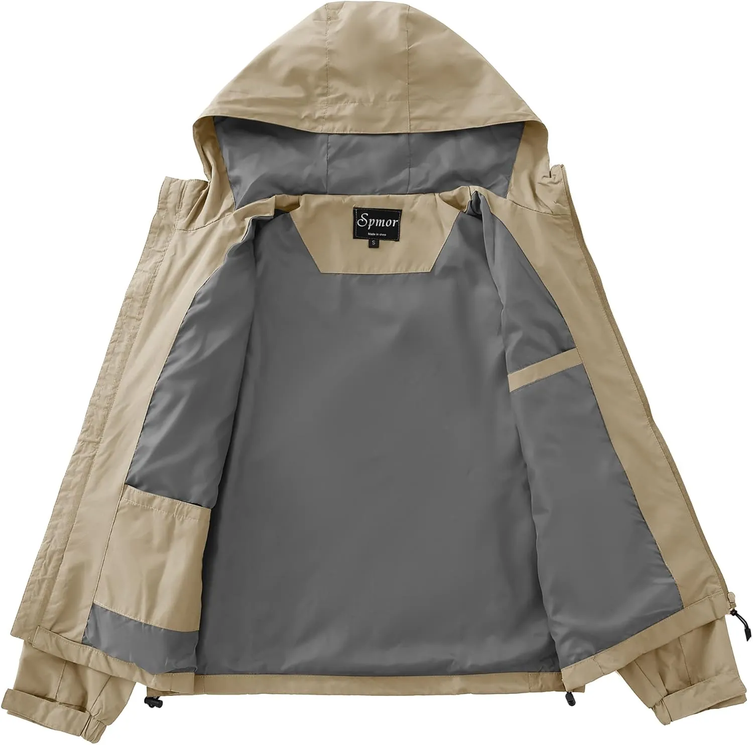 Spmor Women's Waterproof Rain Jacket Windproof Hooded Windbreaker Lightweight Raincoat