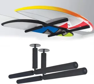 T-Bar Surfboard Storage Rack, Surfboard Wall Mount Rack with Max Capacity 150lb, Indoor Outdoor Wall Hanging Hooks for 2 Surfboard or SUP Paddle Board, black