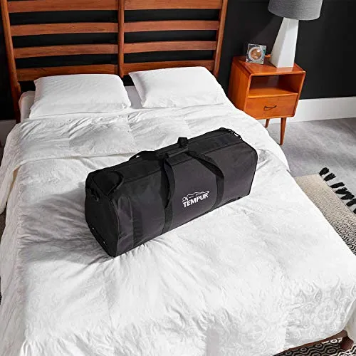 Tempur-Pedic Set-Includes Travel Size TEMPUR-Neck Pillow, Mattress Overlay, and Carry Bag, Gray