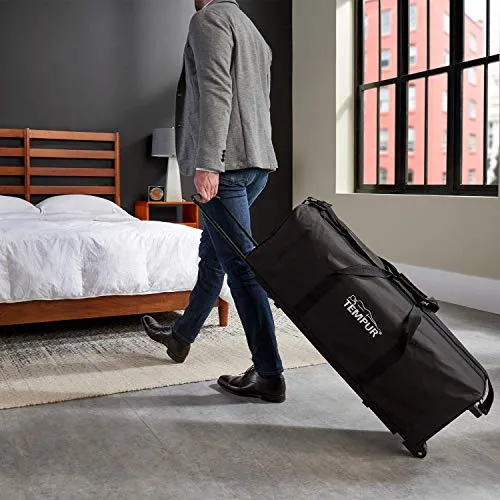 Tempur-Pedic Set-Includes Travel Size TEMPUR-Neck Pillow, Mattress Overlay, and Carry Bag, Gray
